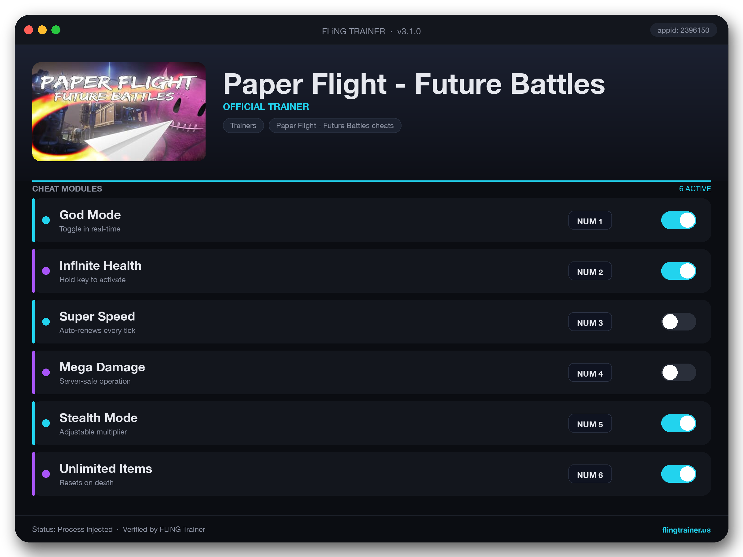 Paper Flight - Future Battles Trainer interface