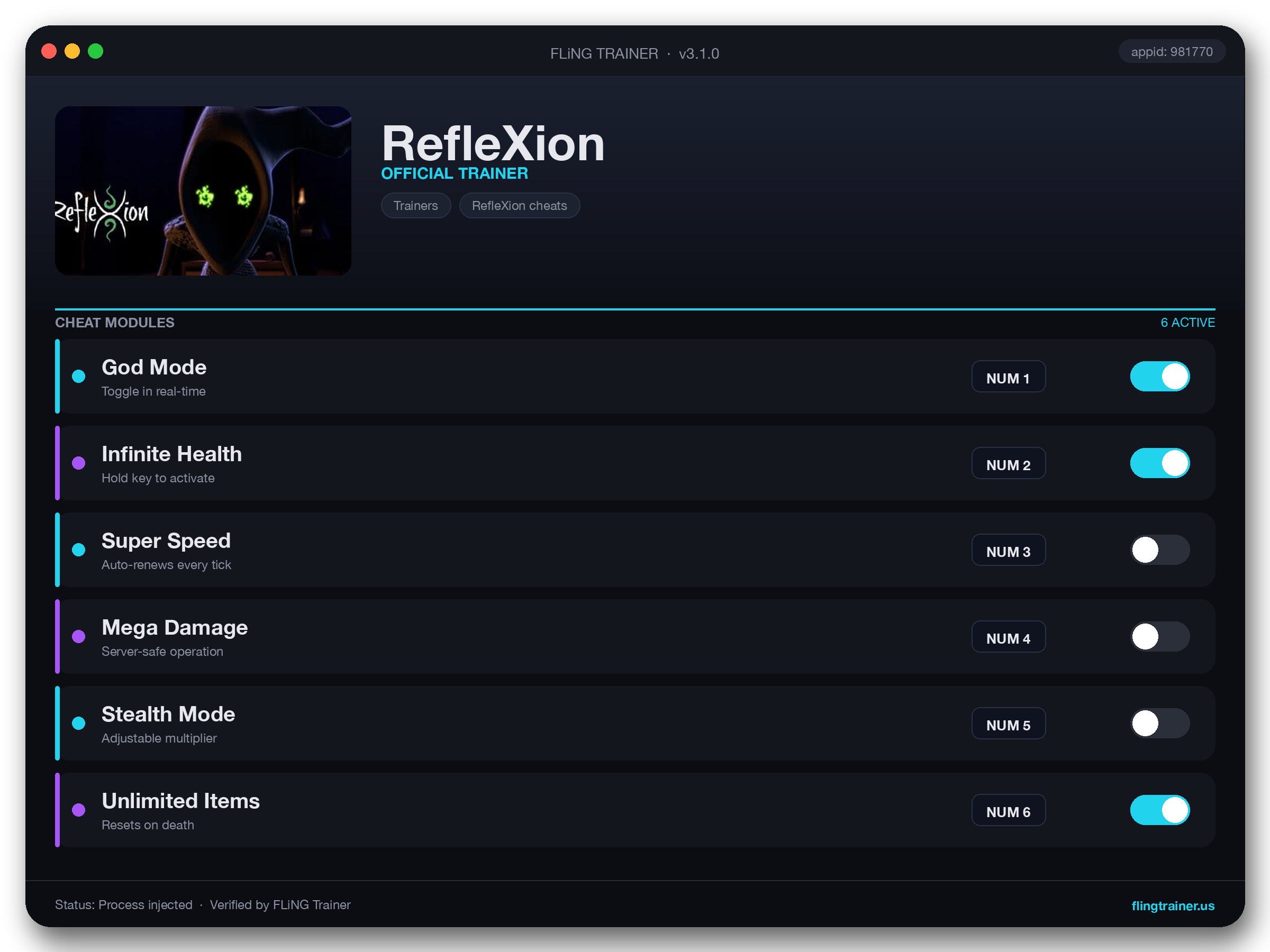 RefleXion Trainer interface