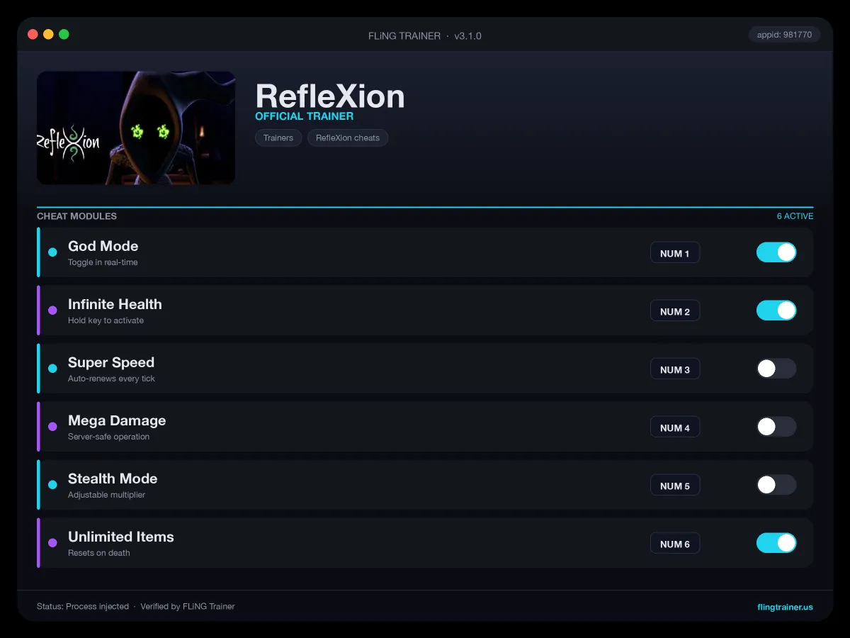 RefleXion Trainer interface
