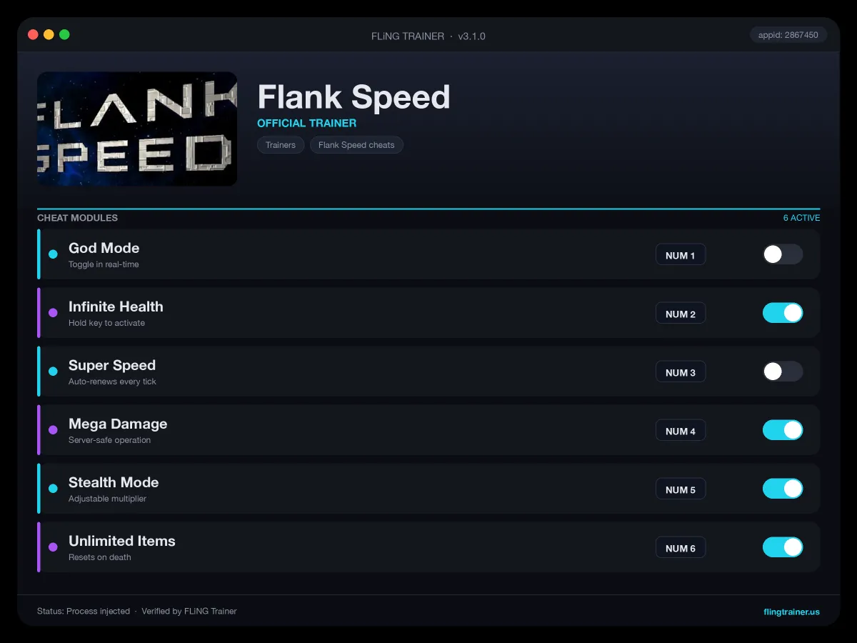 Flank Speed Trainer interface