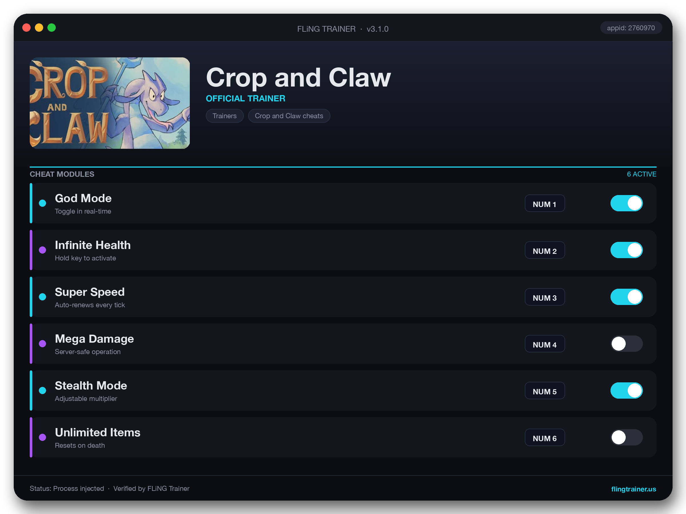 Crop and Claw Trainer interface