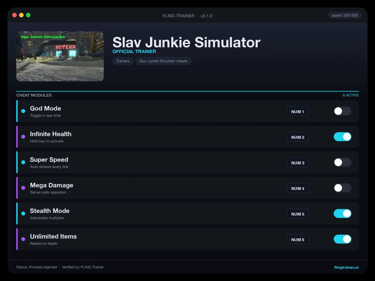 Slav Junkie Simulator Trainer interface