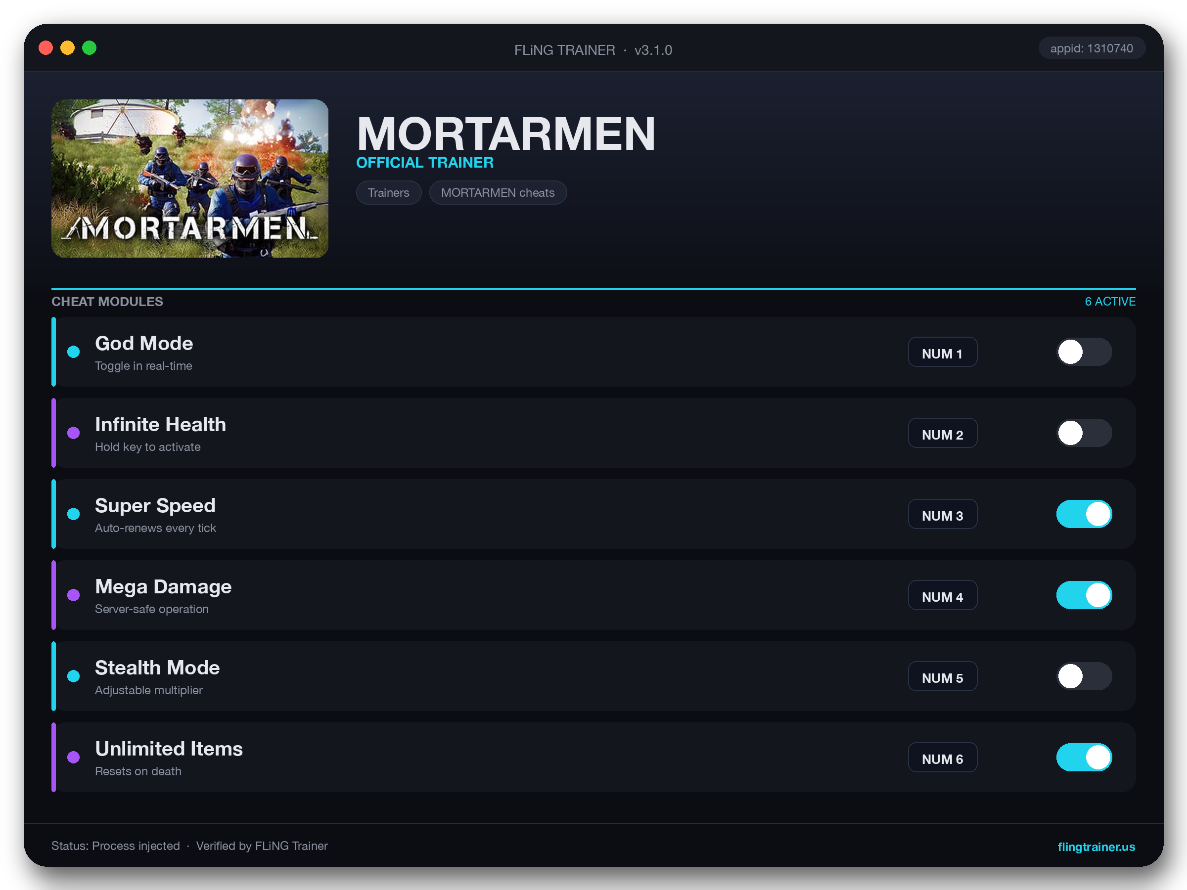 MORTARMEN Trainer interface