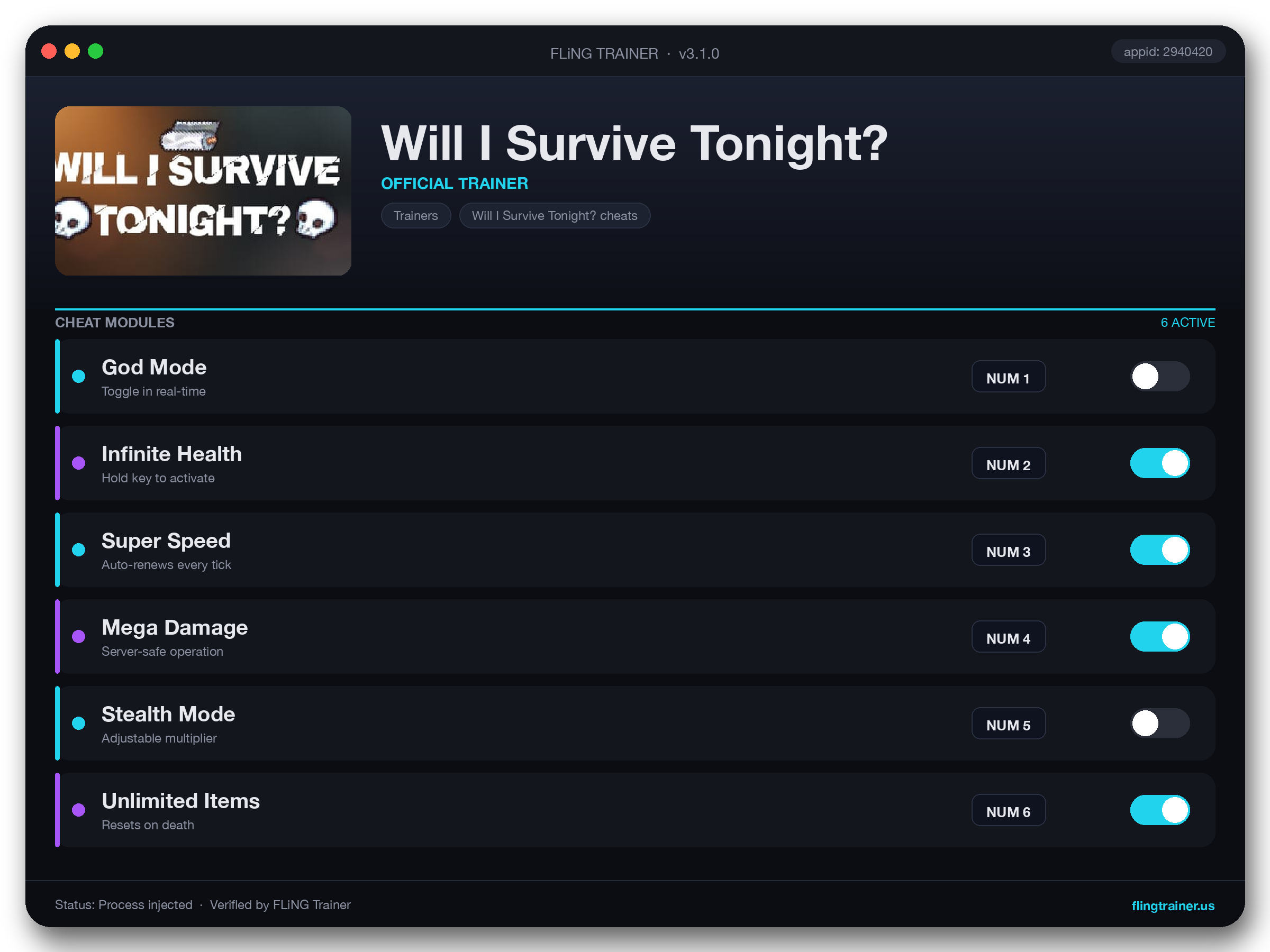 Will I Survive Tonight? Trainer interface