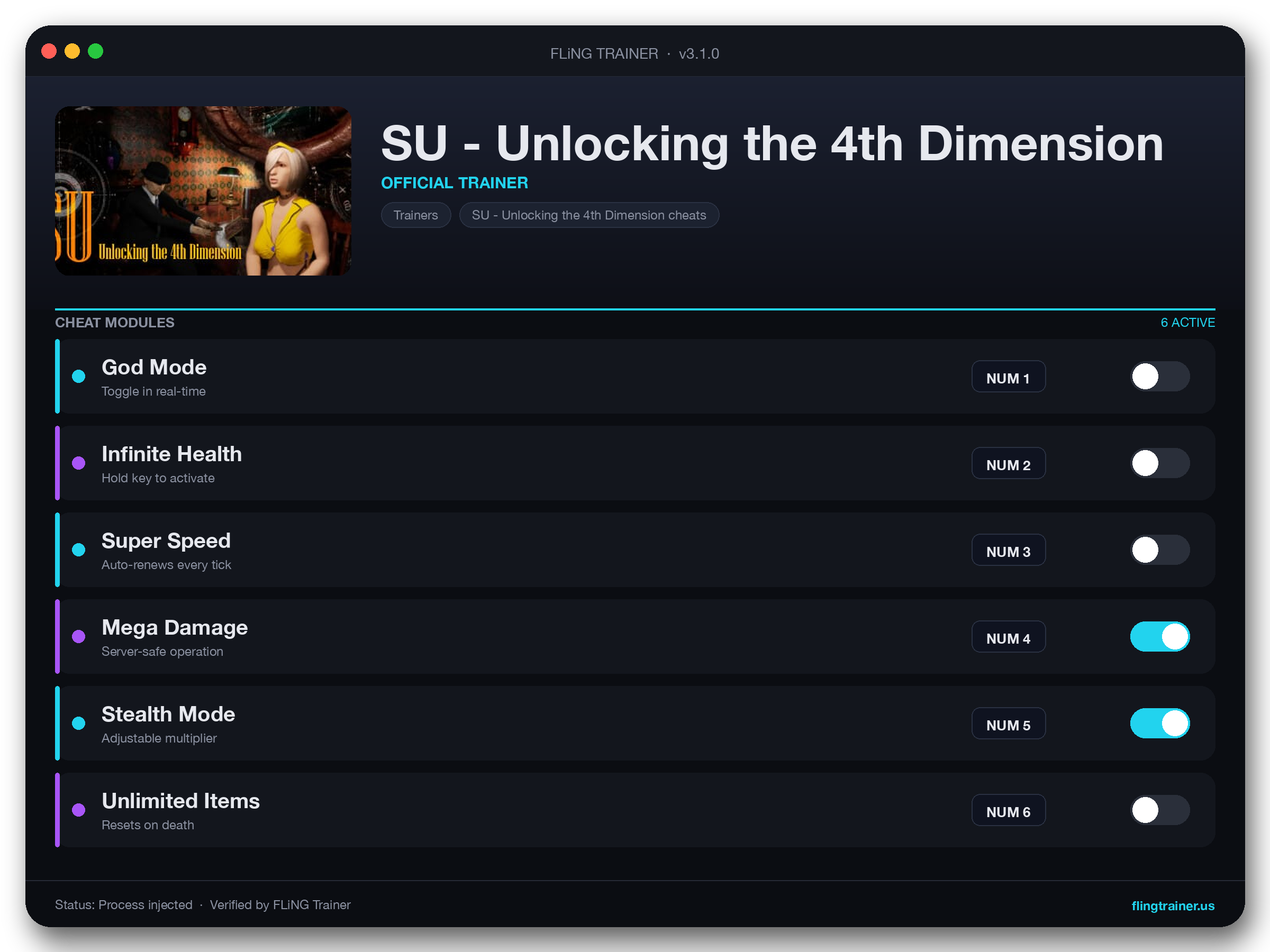 SU - Unlocking the 4th Dimension Trainer interface