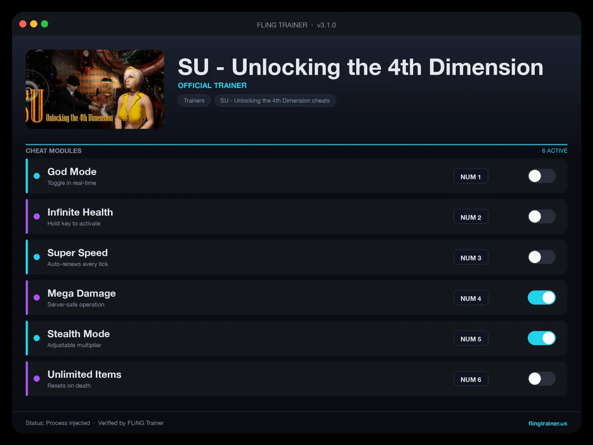 SU - Unlocking the 4th Dimension Trainer interface
