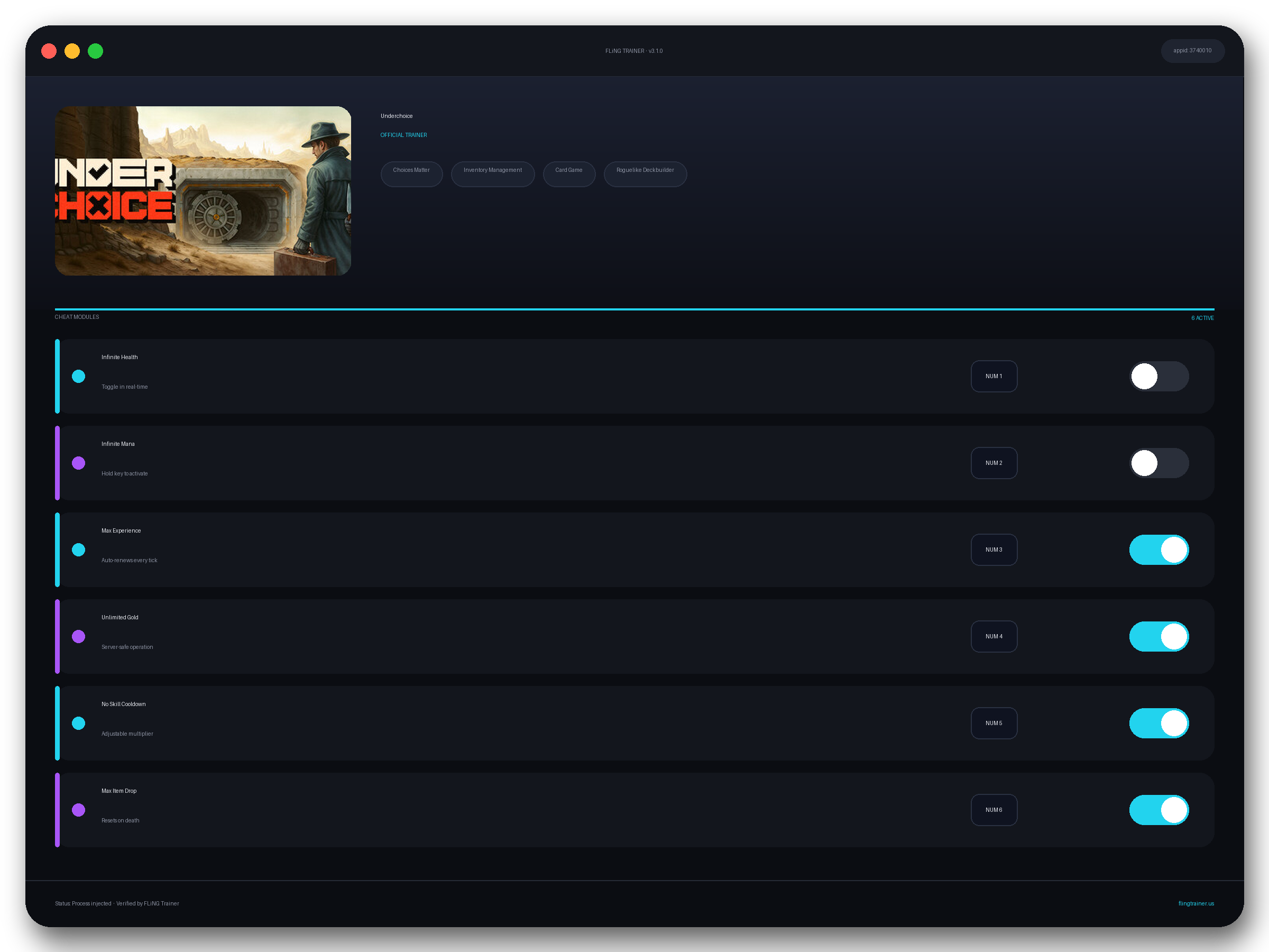 Underchoice Trainer interface