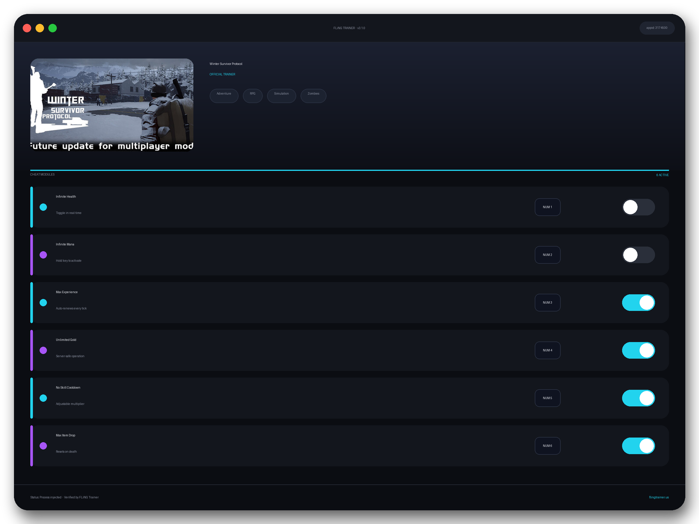 Winter Survivor Protocol Trainer interface