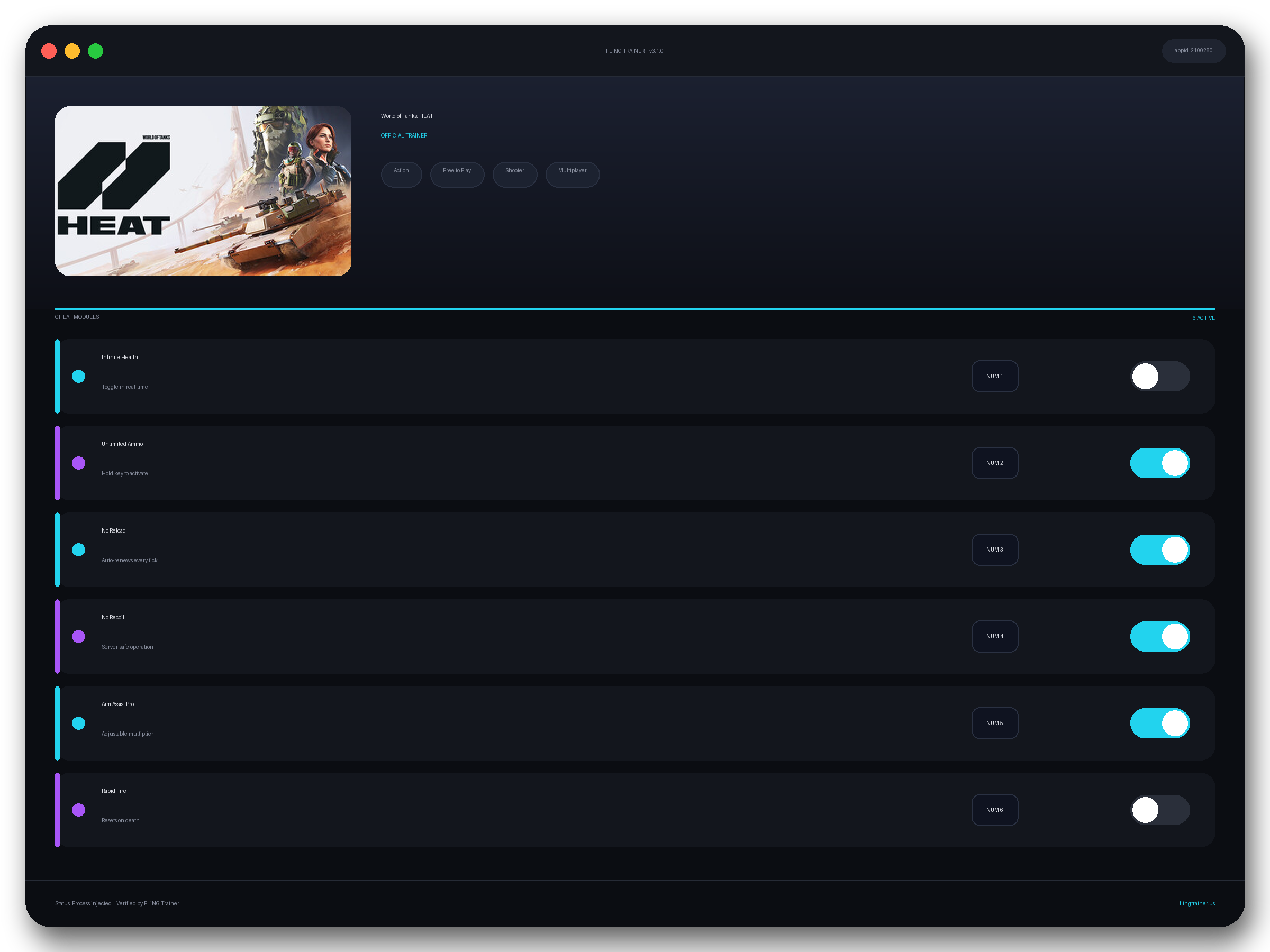 World of Tanks: HEAT Trainer interface