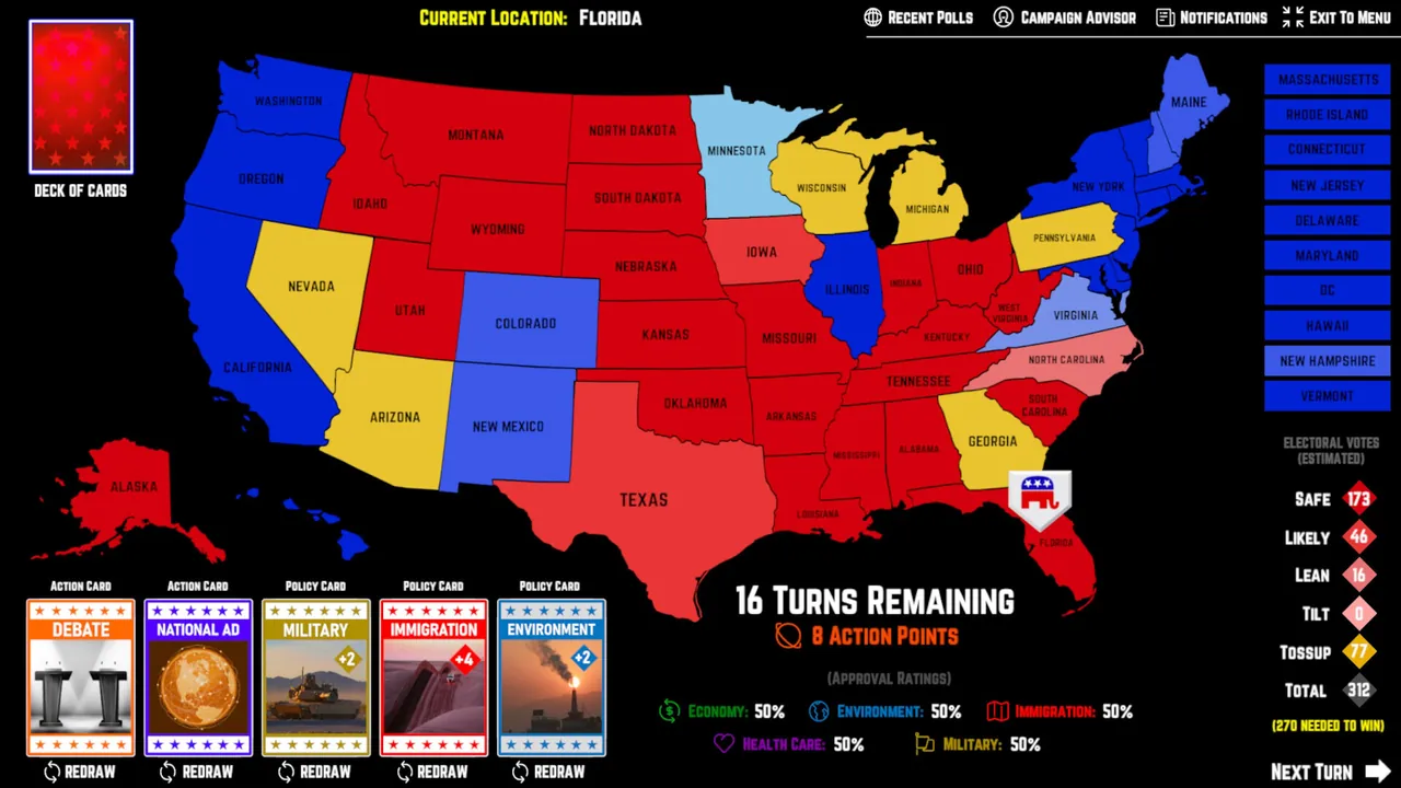 2026 U.S. Election Simulator — environment preview