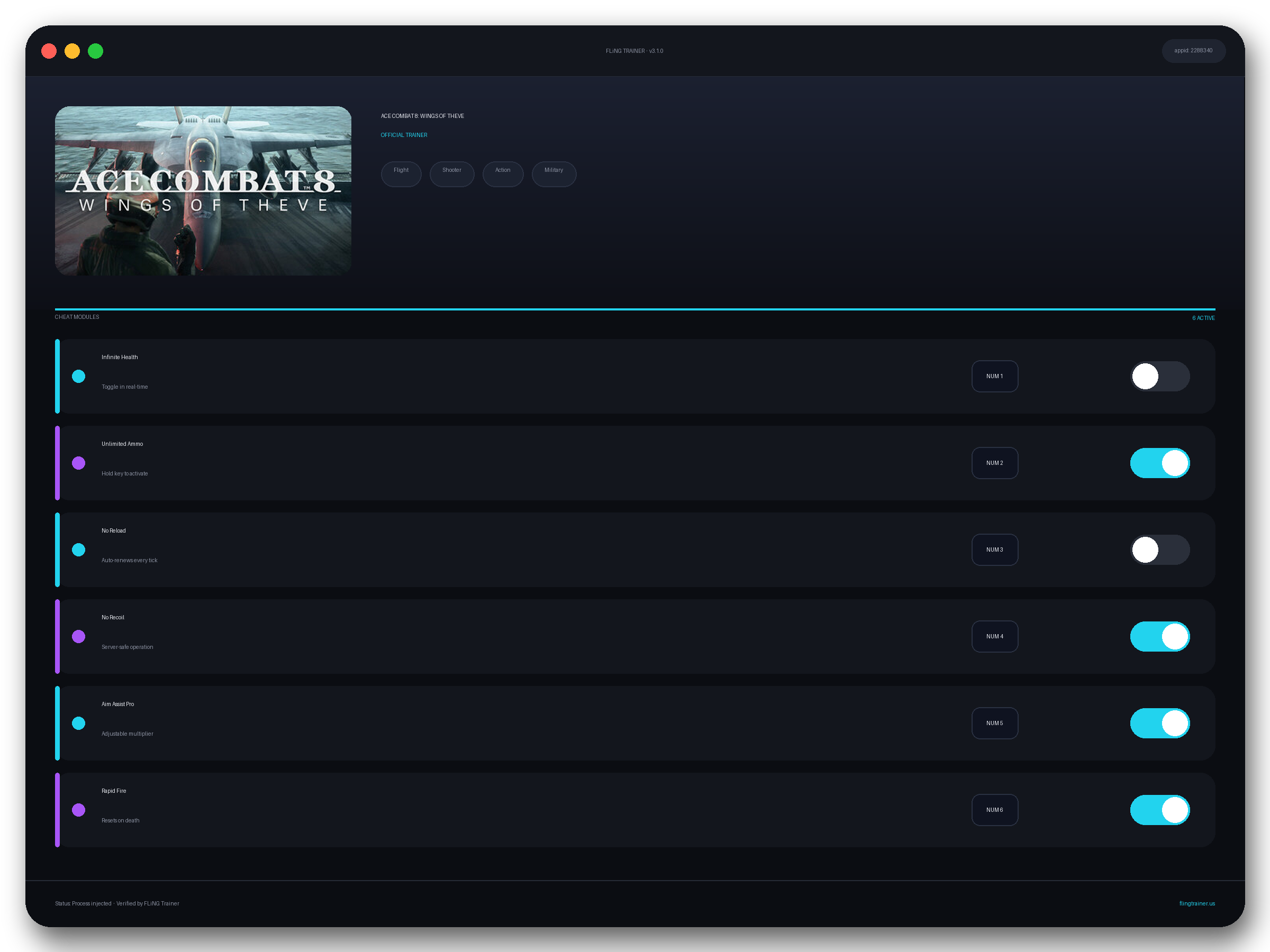 ACE COMBAT 8: WINGS OF THEVE Trainer interface