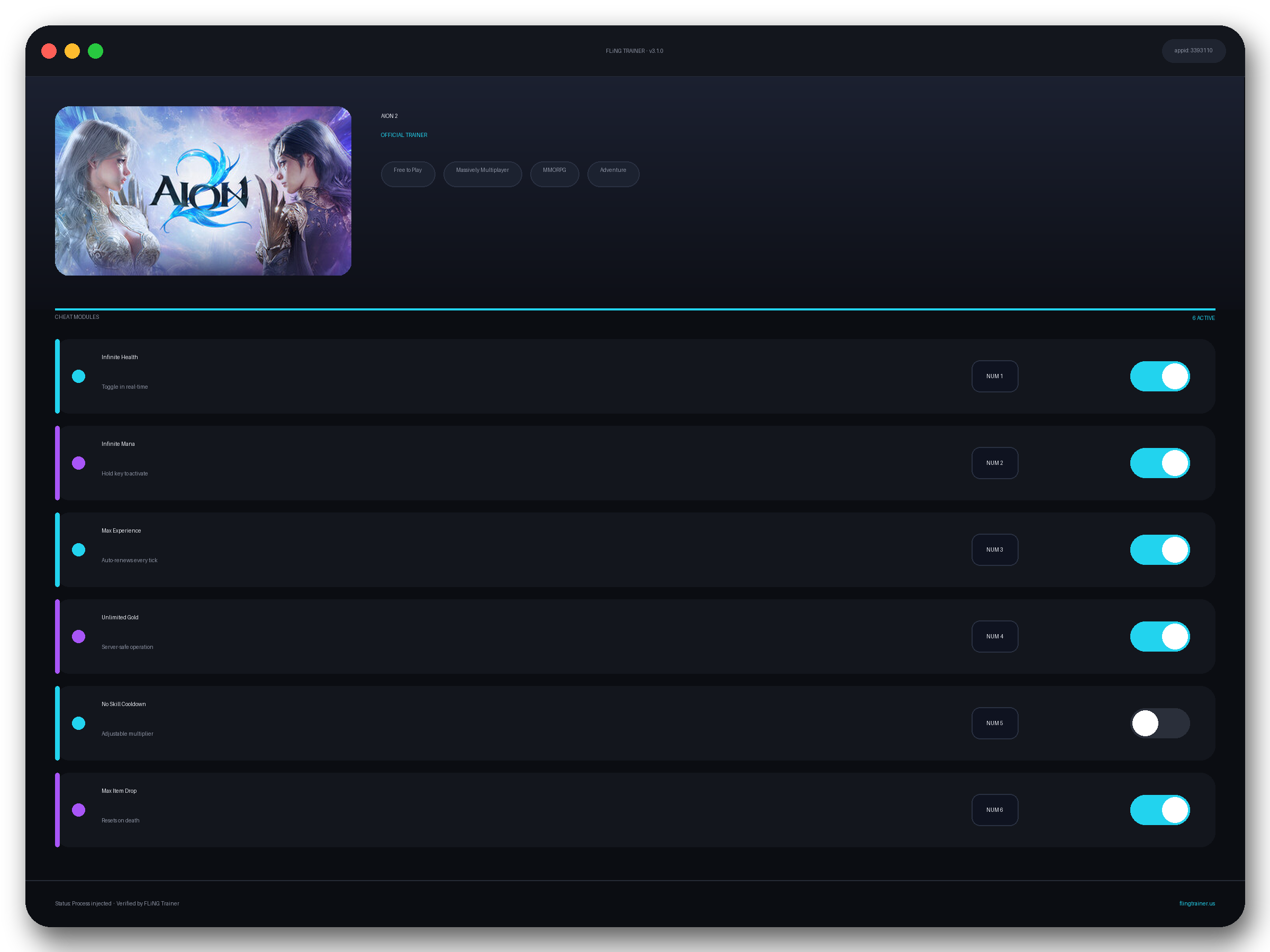 AION 2 Trainer interface