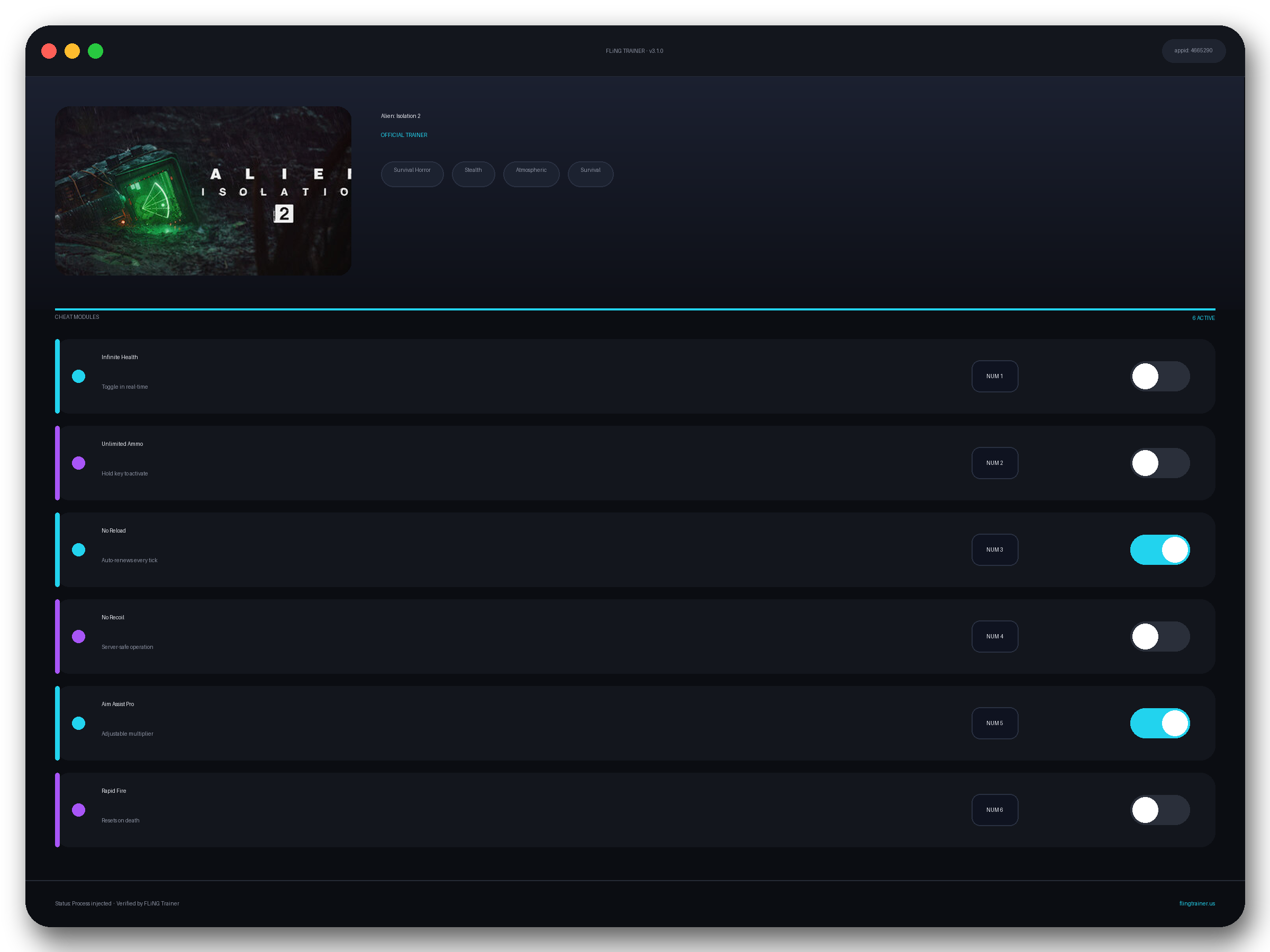 Alien: Isolation 2 Trainer interface