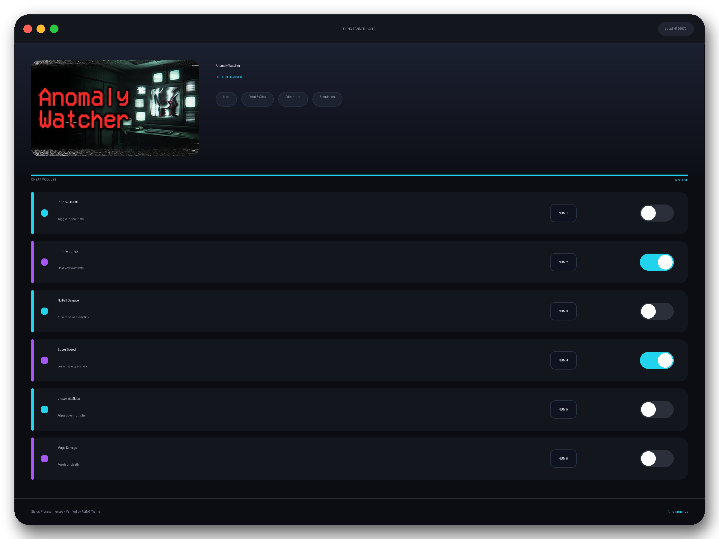 Anomaly Watcher Trainer interface