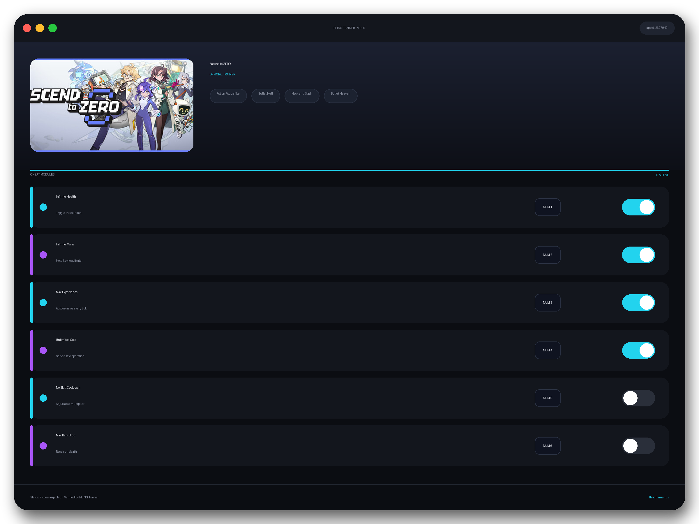 Ascend to ZERO Trainer interface
