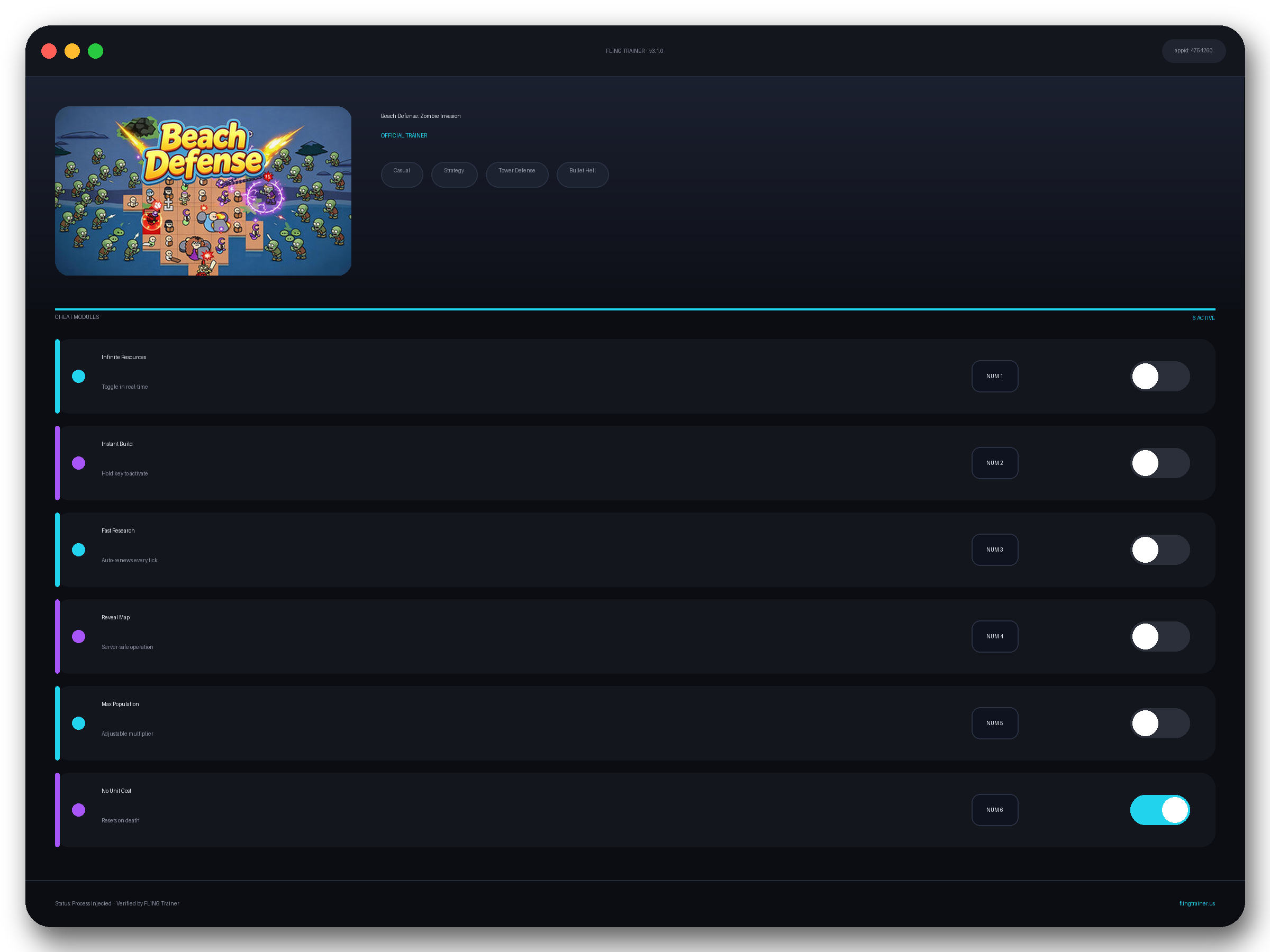 Beach Defense: Zombie Invasion Trainer interface