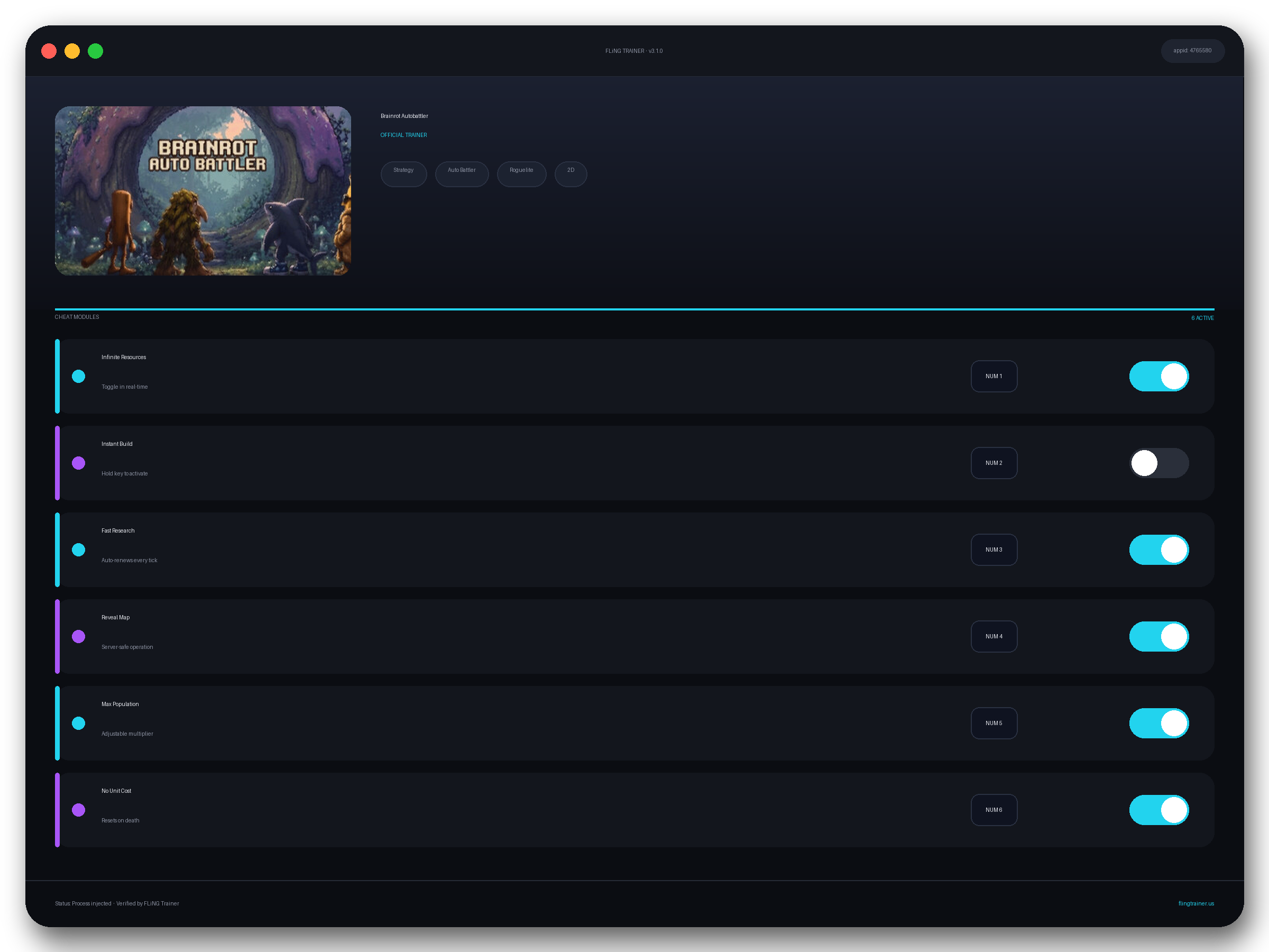 Brainrot Autobattler Trainer interface
