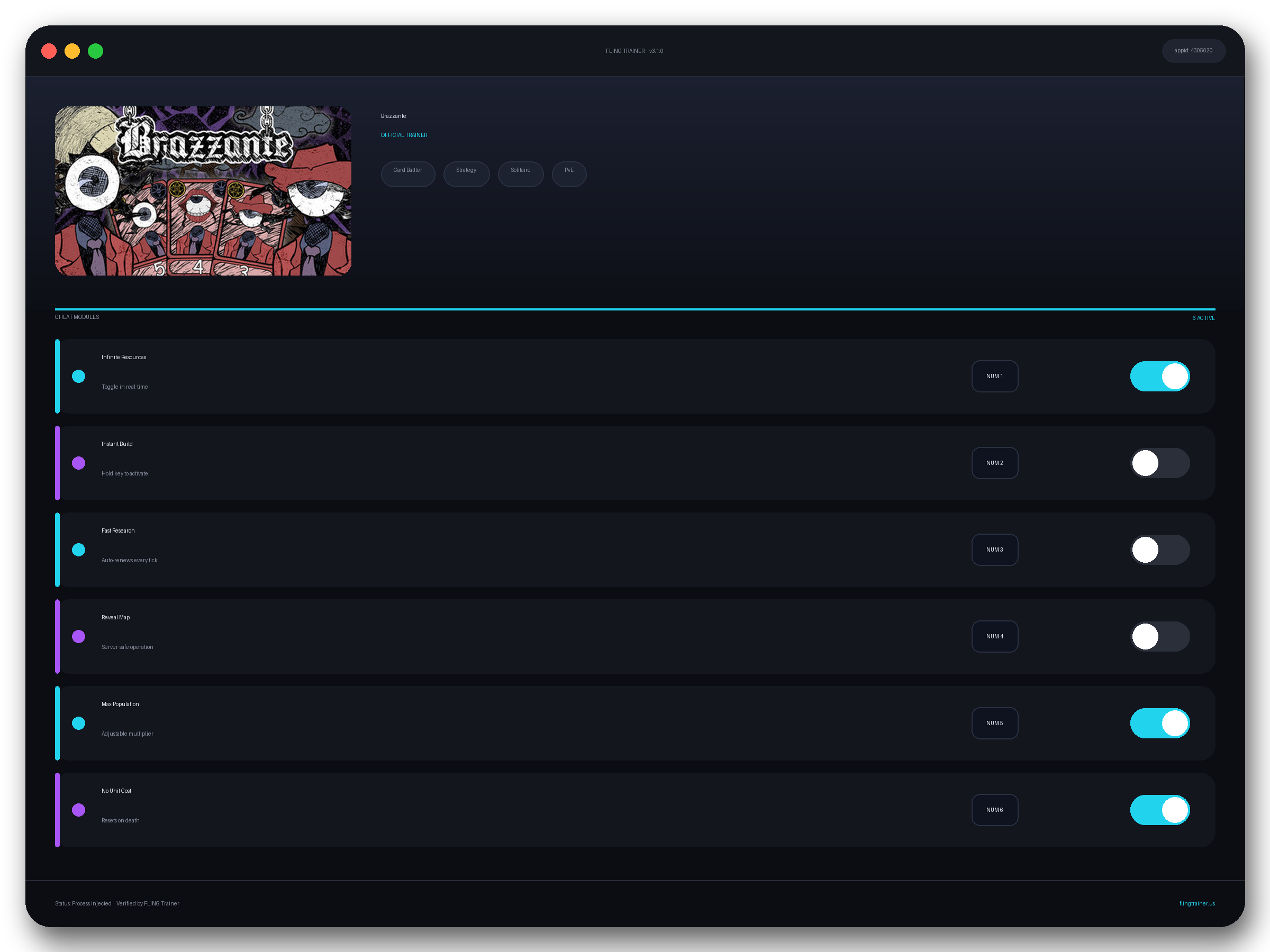 Brazzante Trainer interface