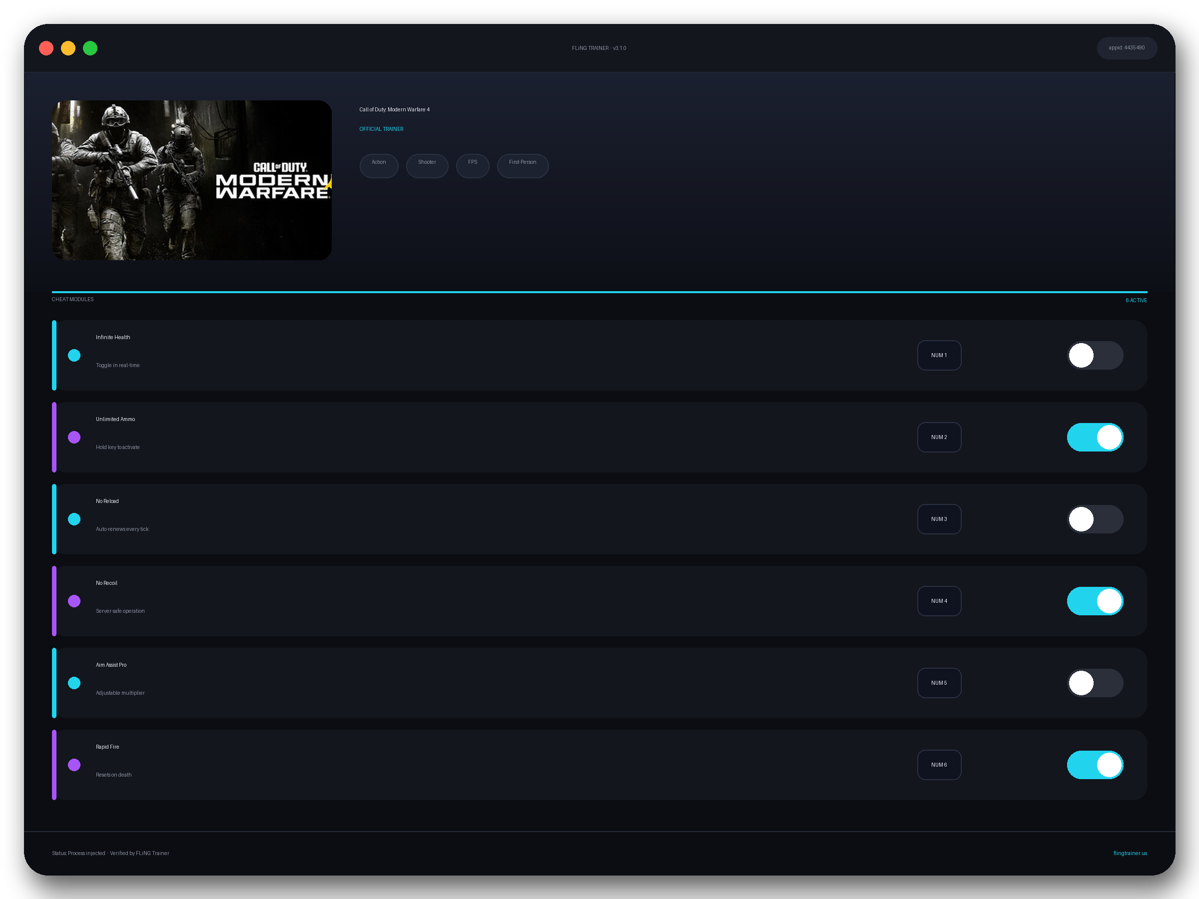 Call of Duty: Modern Warfare 4 Trainer interface