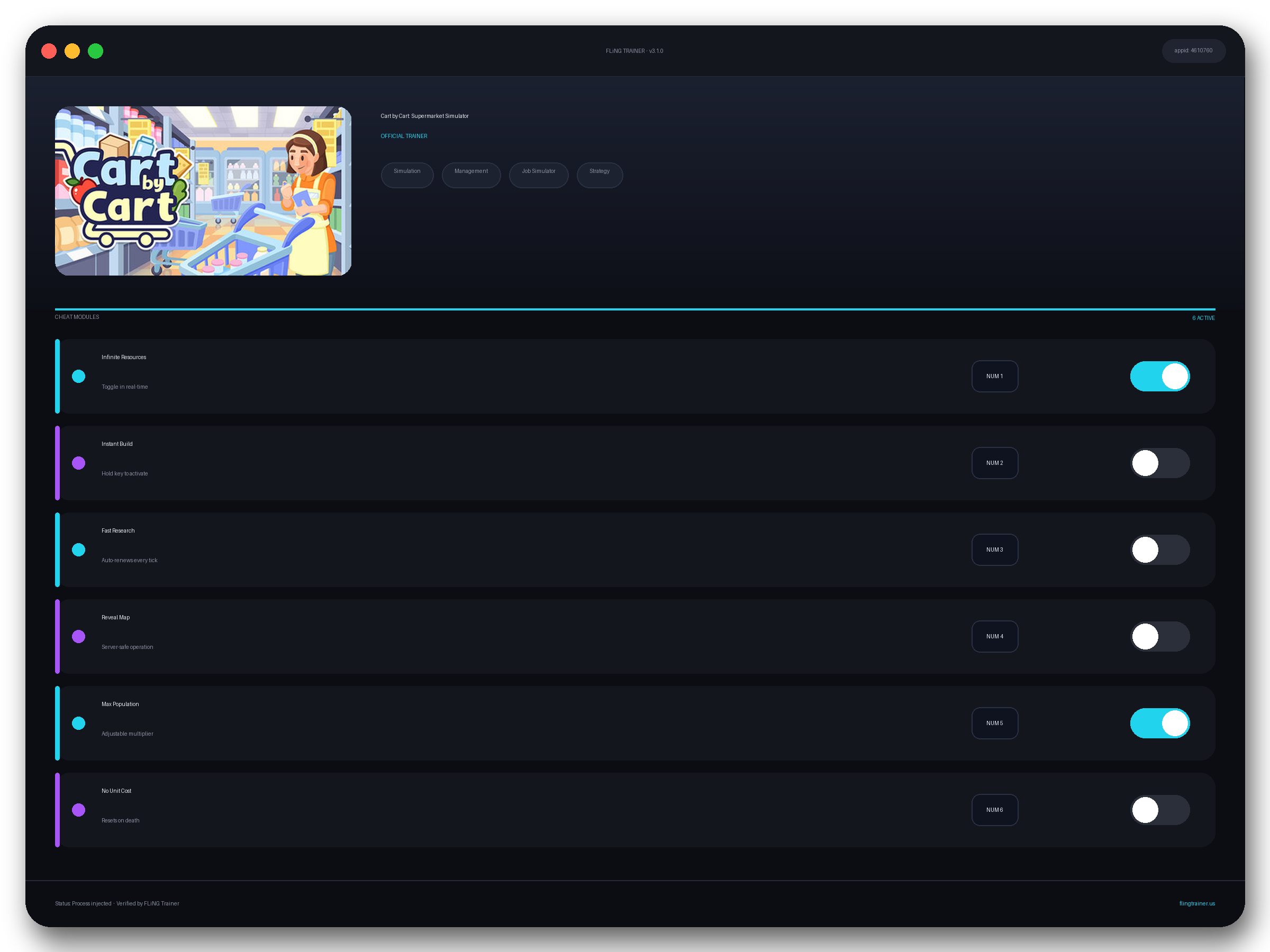 Cart by Cart: Supermarket Simulator Trainer interface