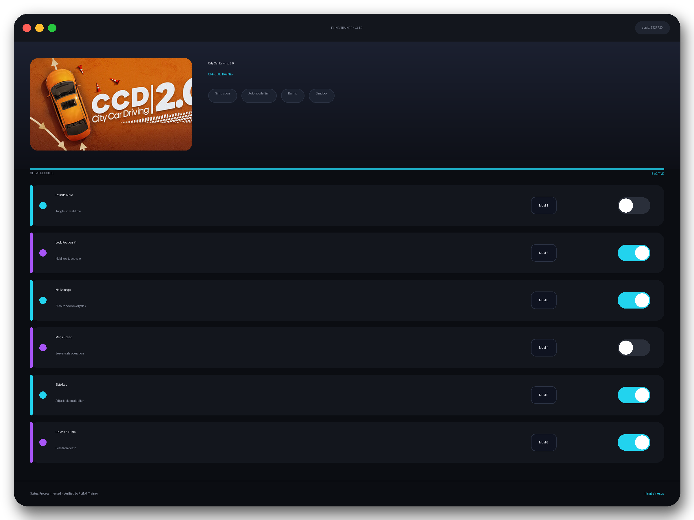 City Car Driving 2.0 Trainer interface