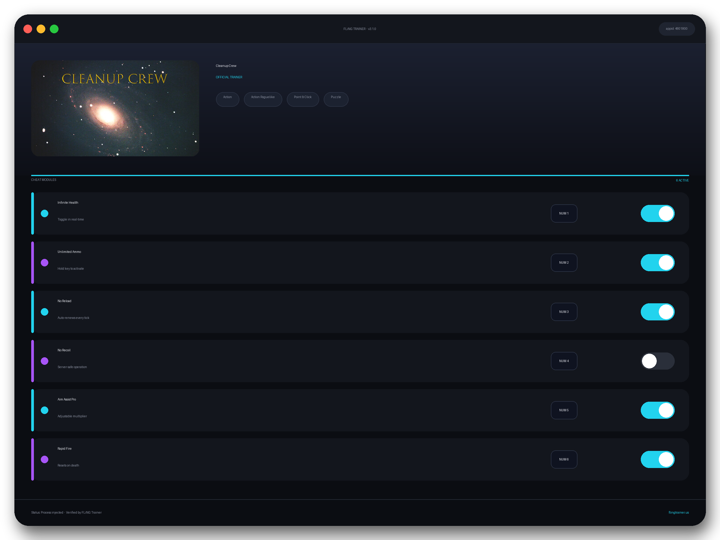 Cleanup Crew Trainer interface
