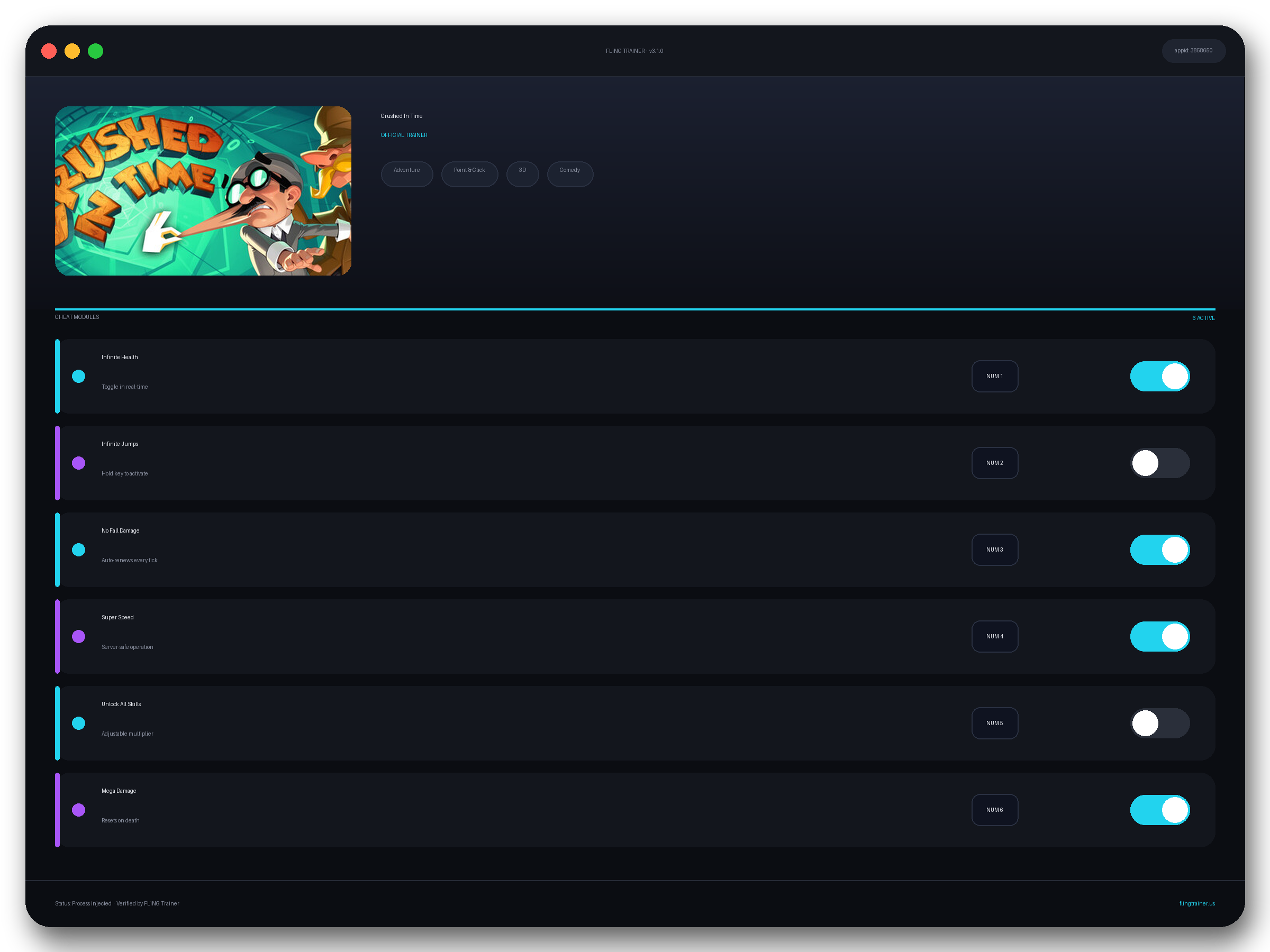 Crushed In Time Trainer interface