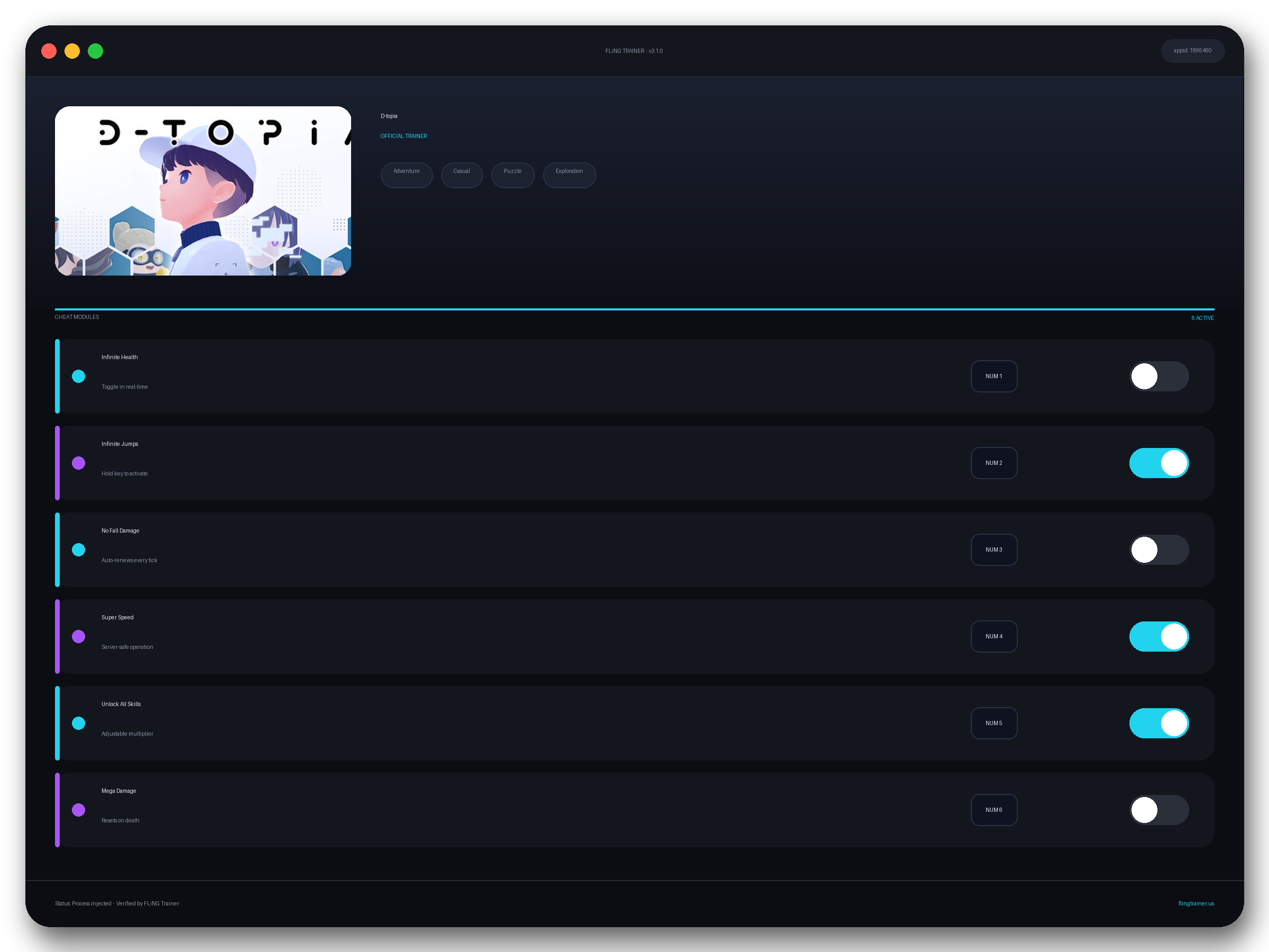 D-topia Trainer interface