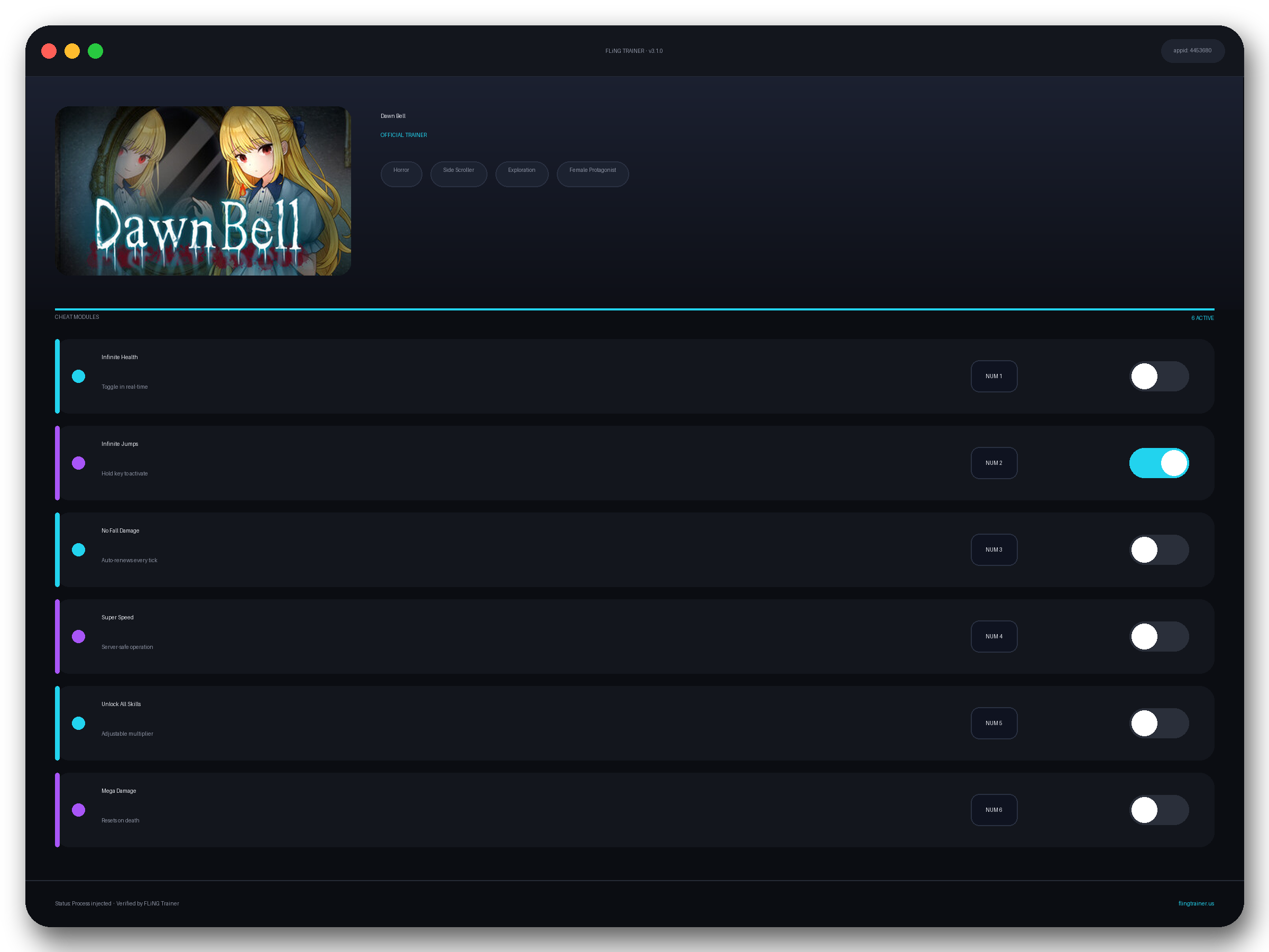 Dawn Bell Trainer interface