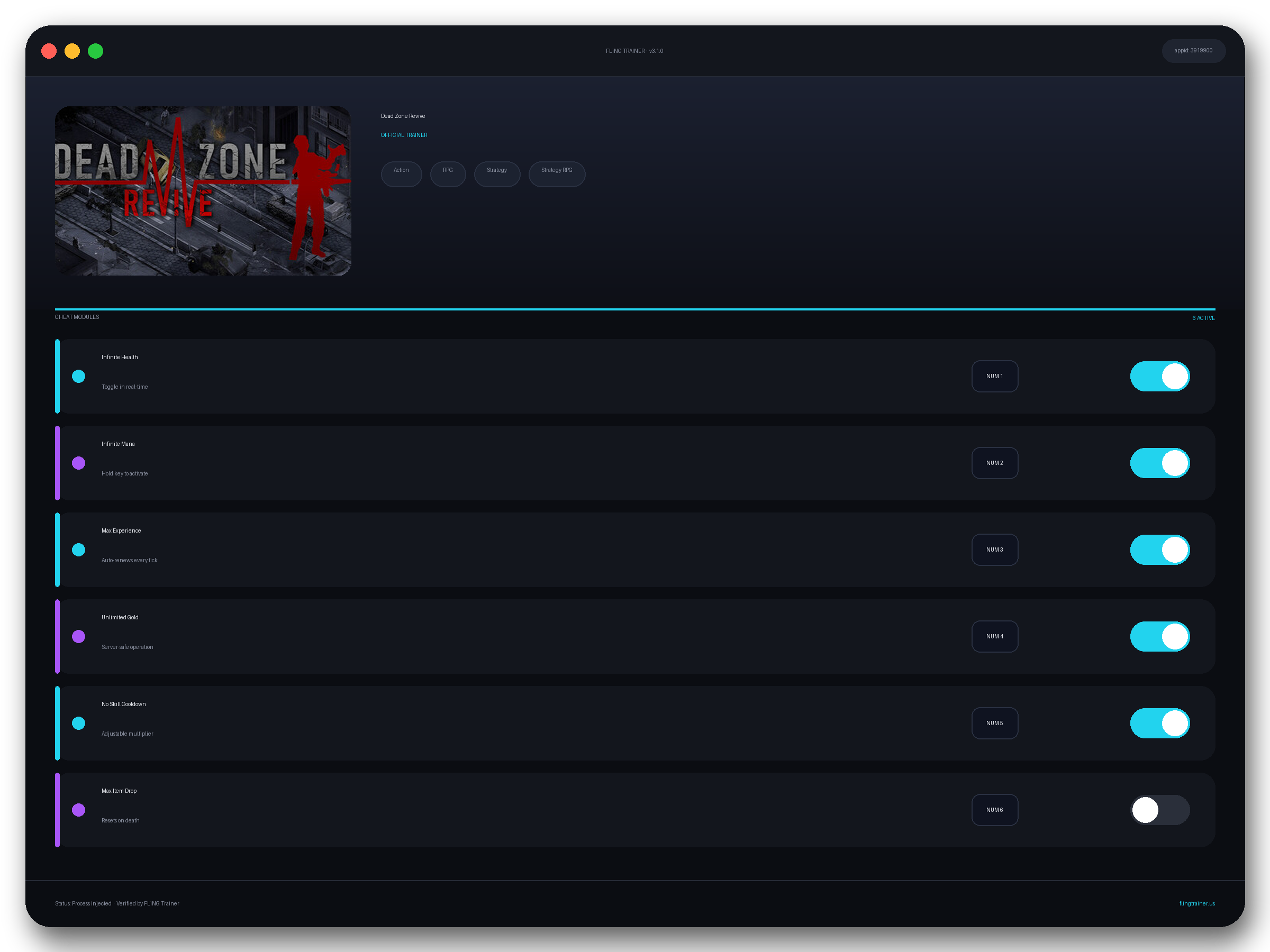 Dead Zone Revive Trainer interface