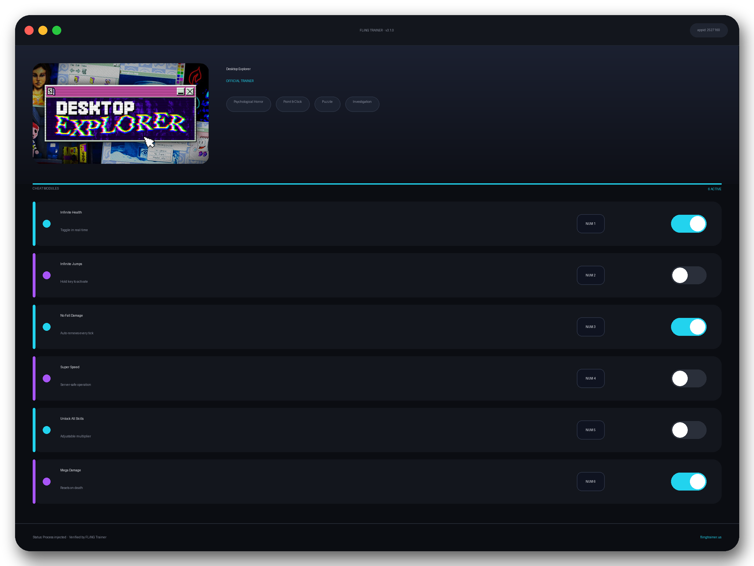 Desktop Explorer Trainer interface