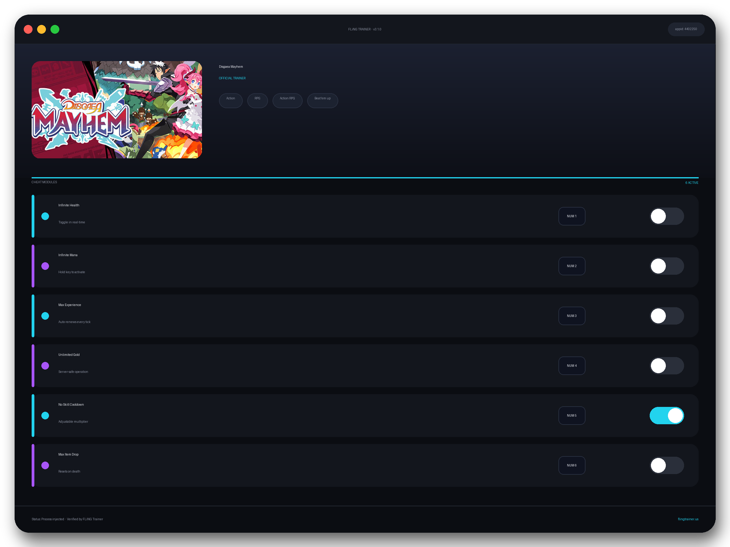Disgaea Mayhem Trainer interface