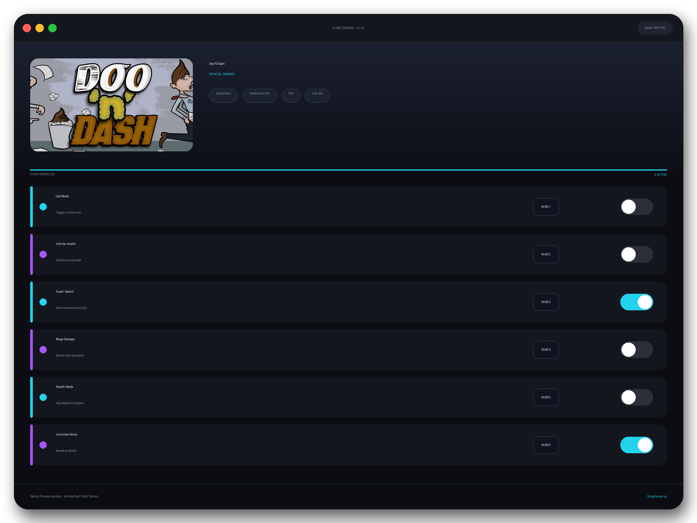 Doo 'N' Dash Trainer interface