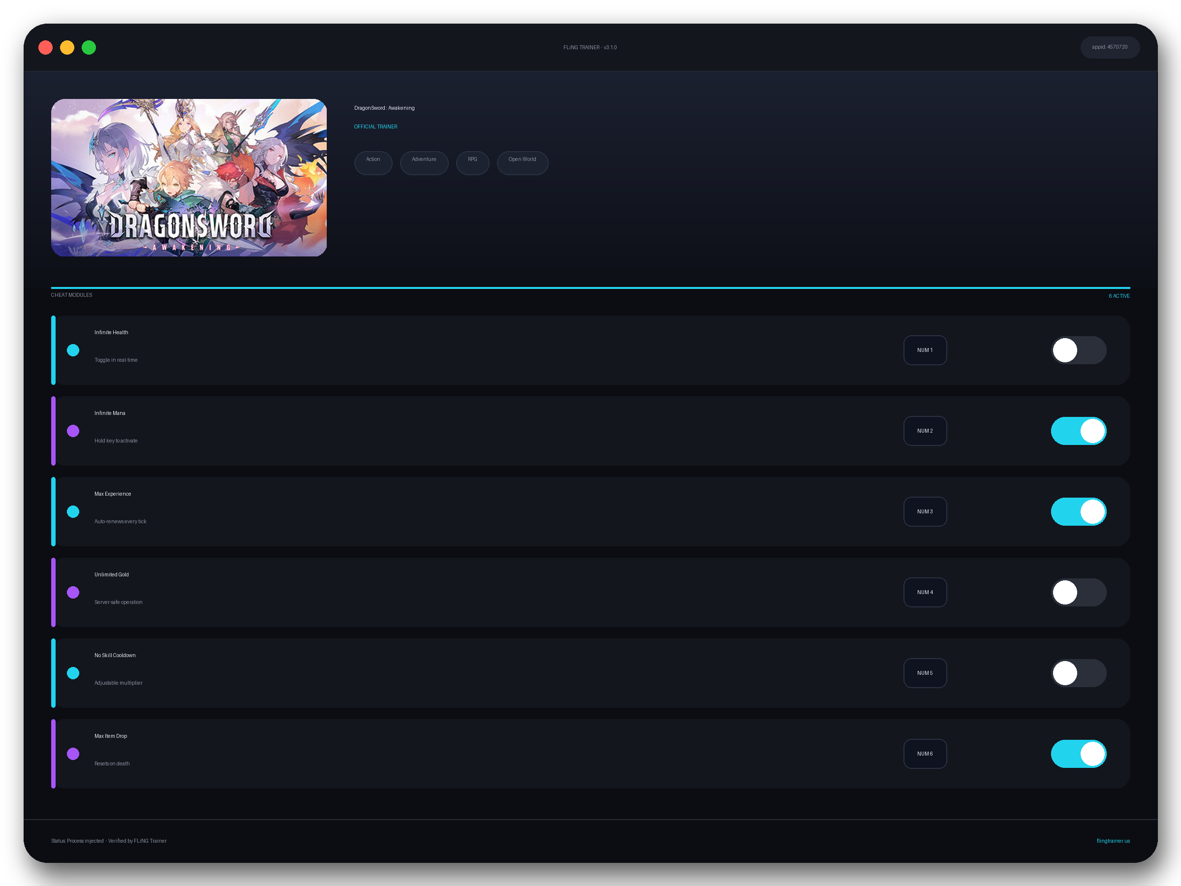 DragonSword : Awakening Trainer interface