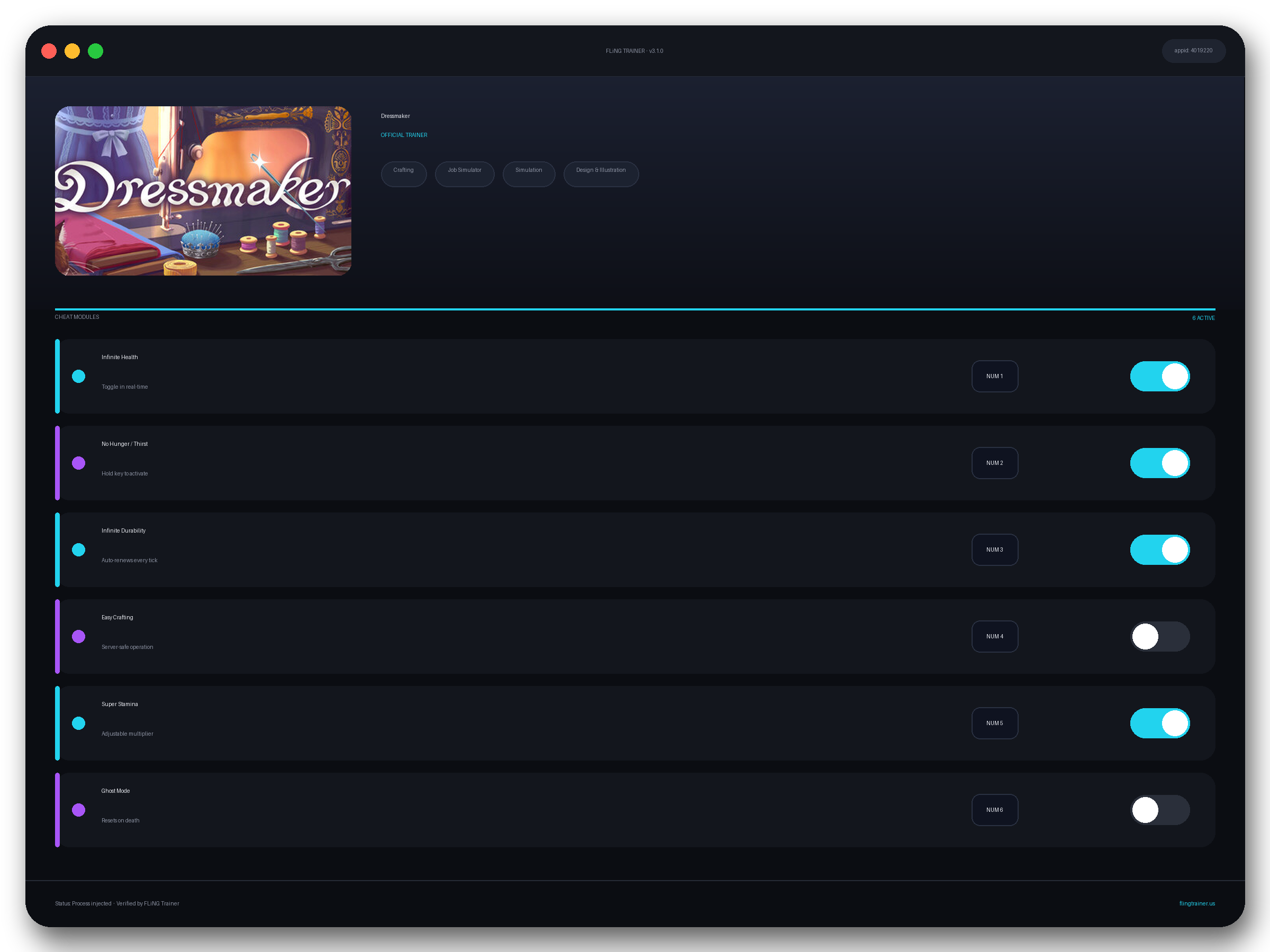 Dressmaker Trainer interface