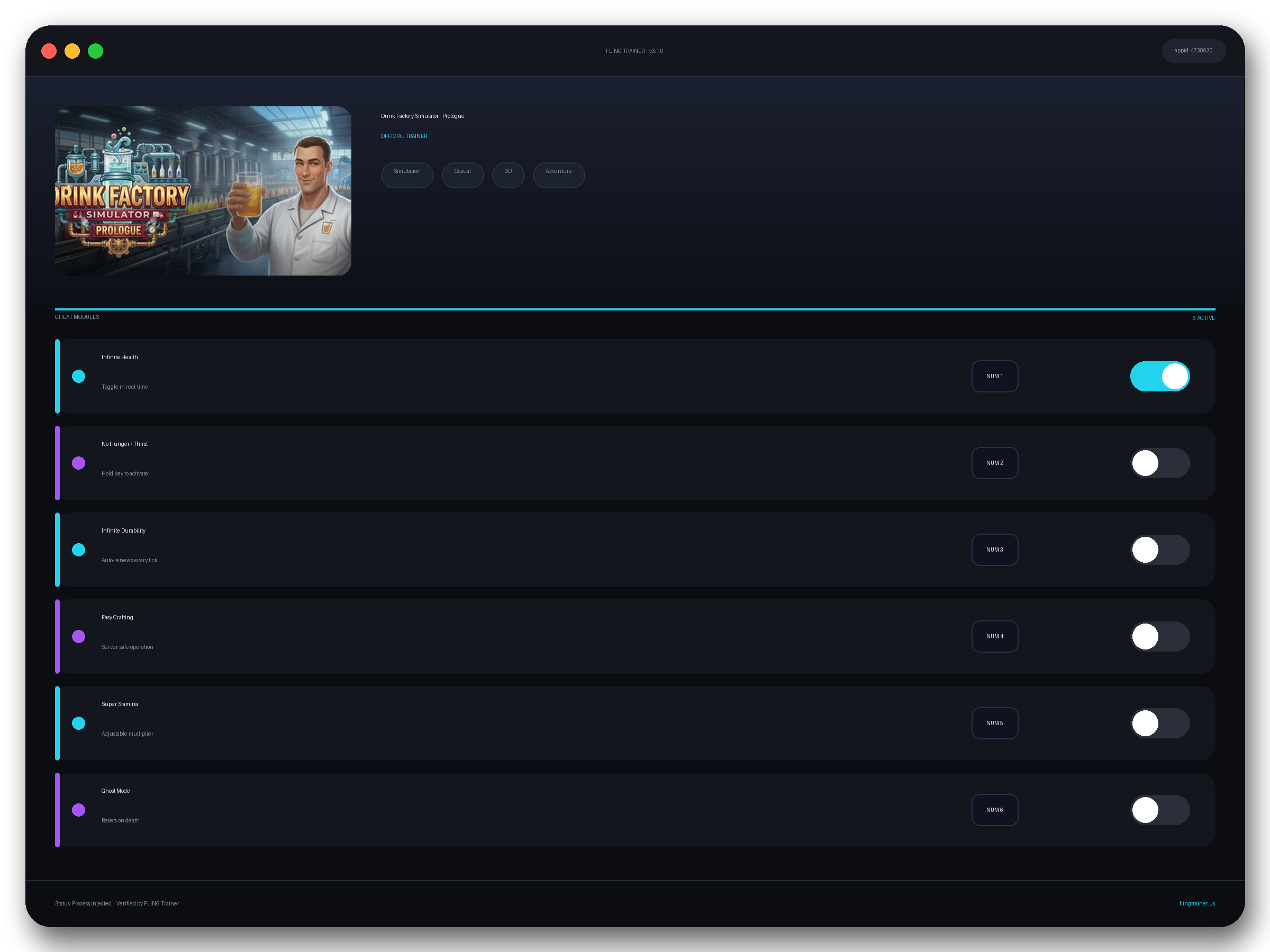 Drink Factory Simulator - Prologue Trainer interface