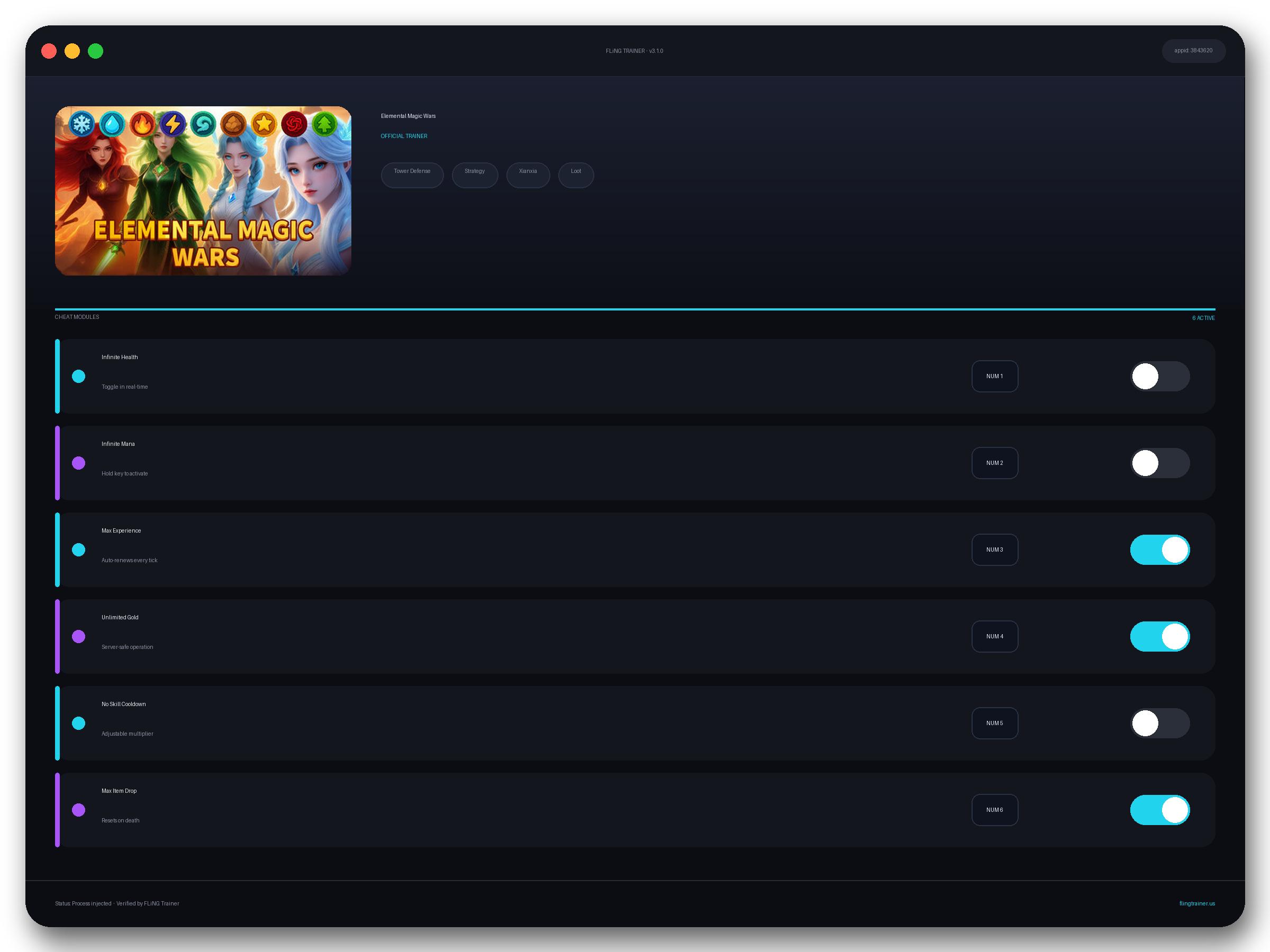 Elemental Magic Wars Trainer interface
