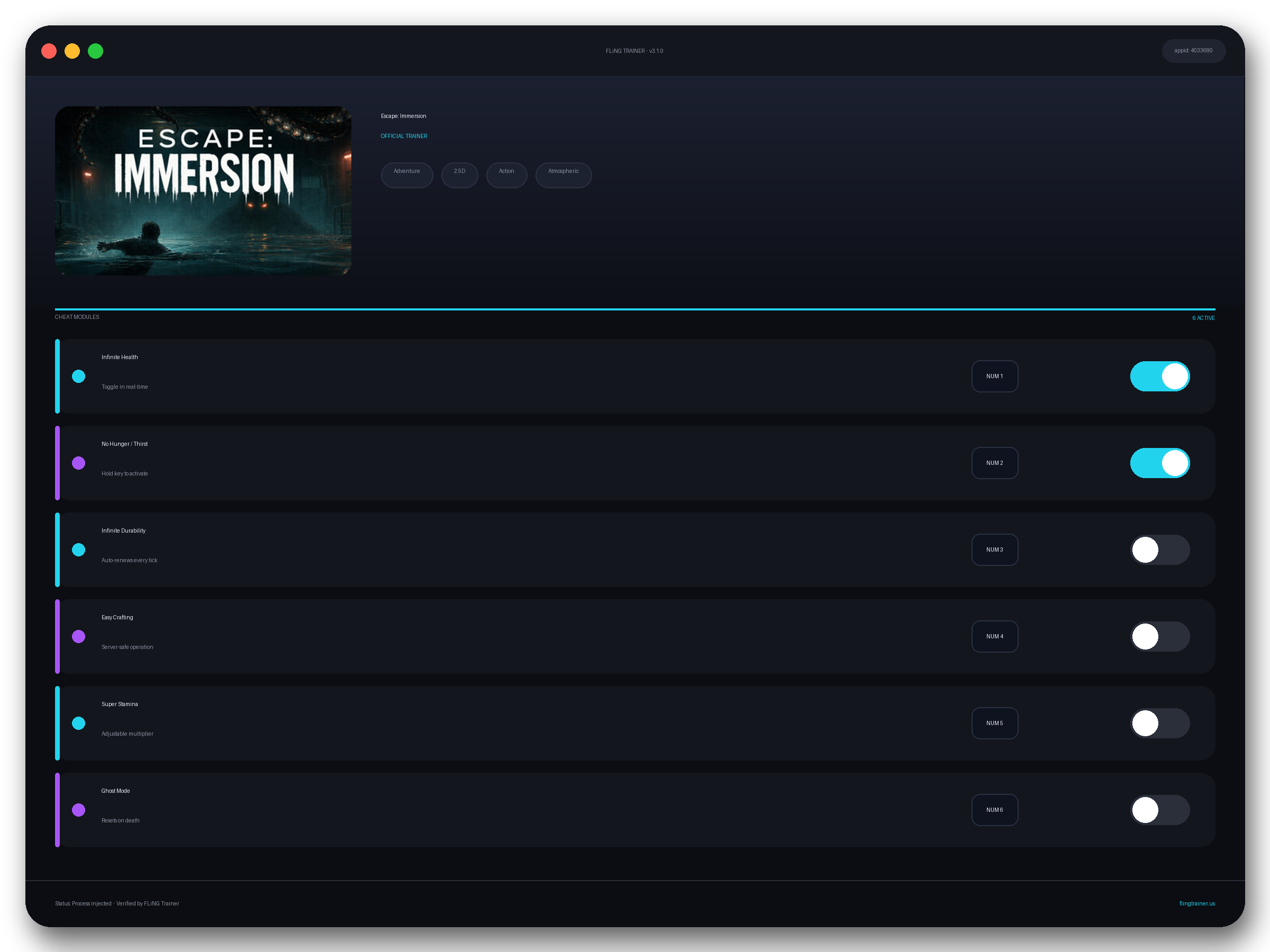 Escape: Immersion Trainer interface