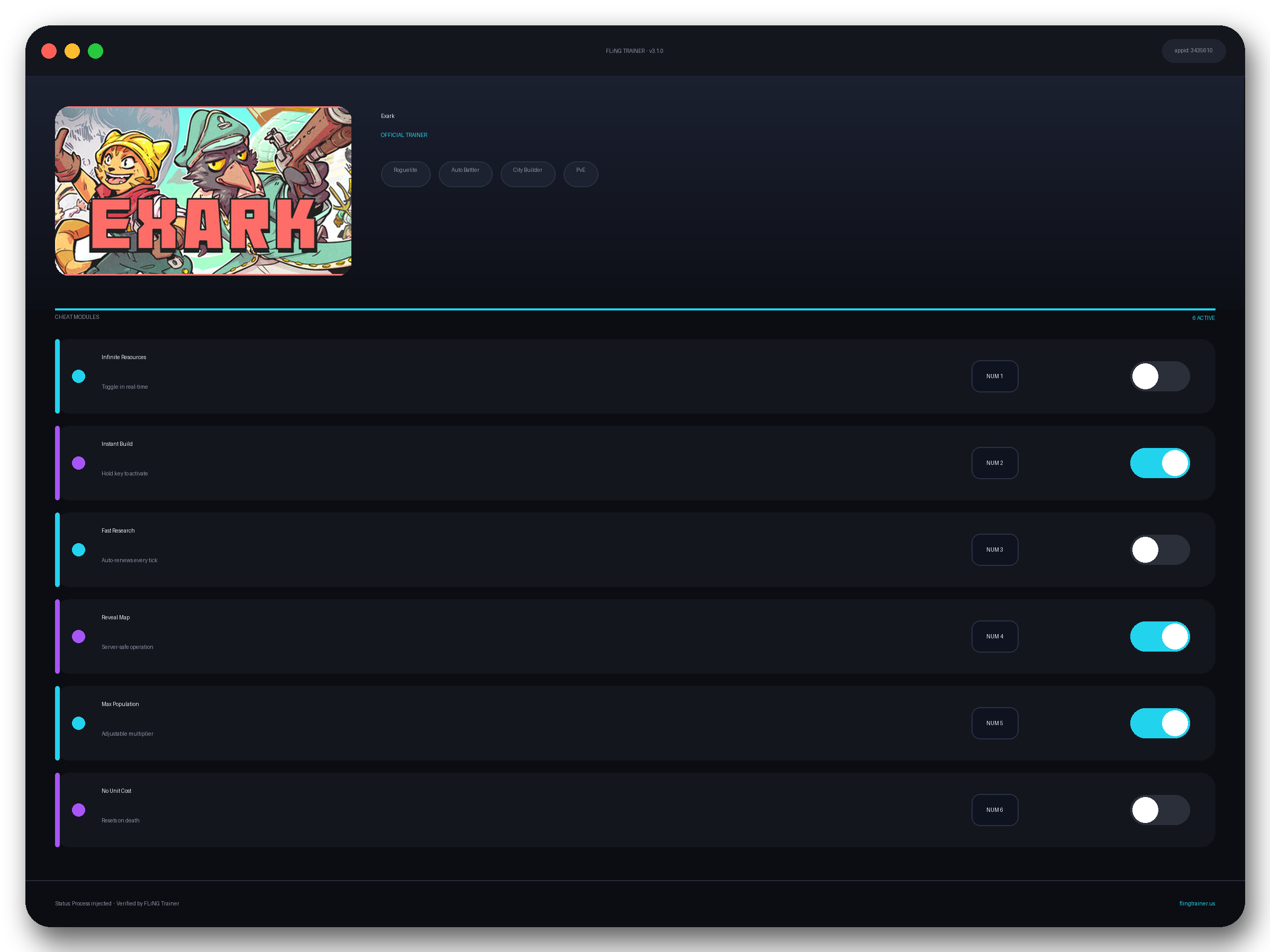 Exark Trainer interface