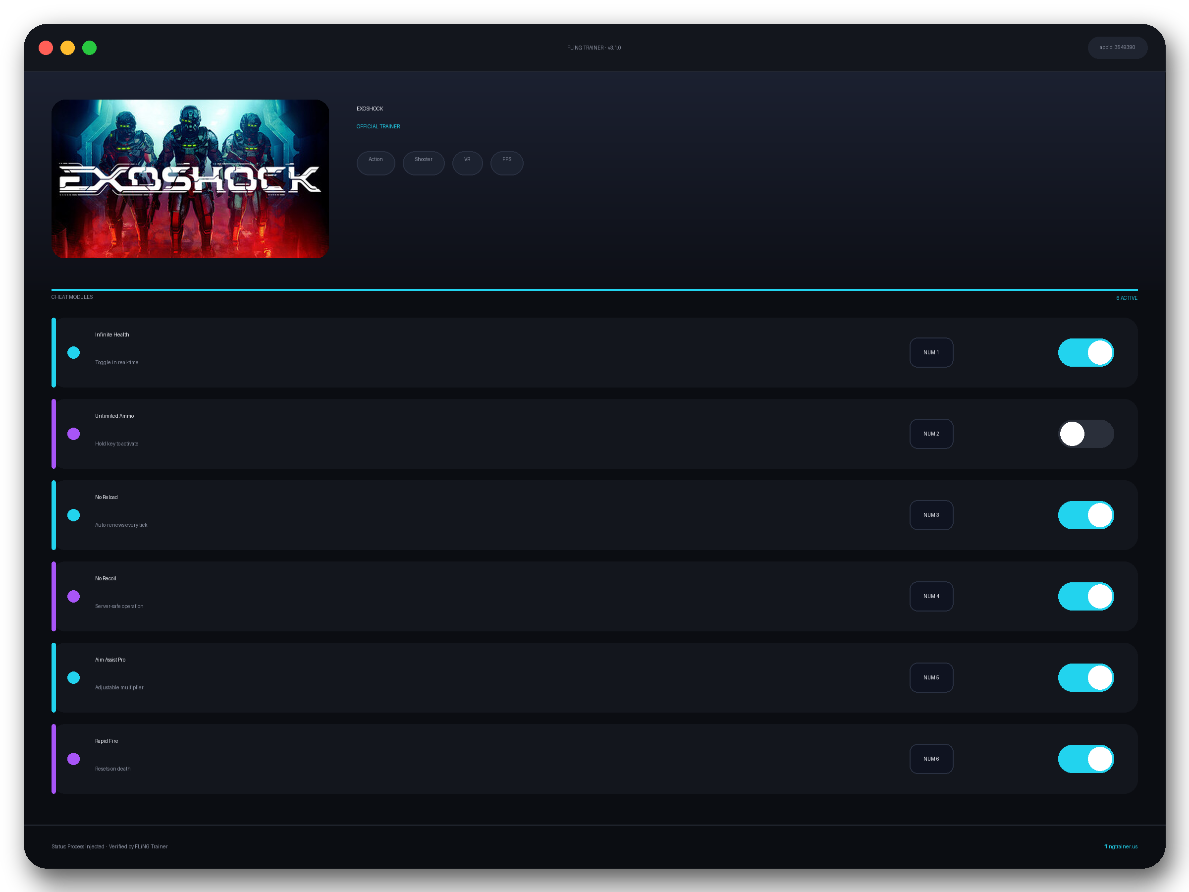 EXOSHOCK Trainer interface