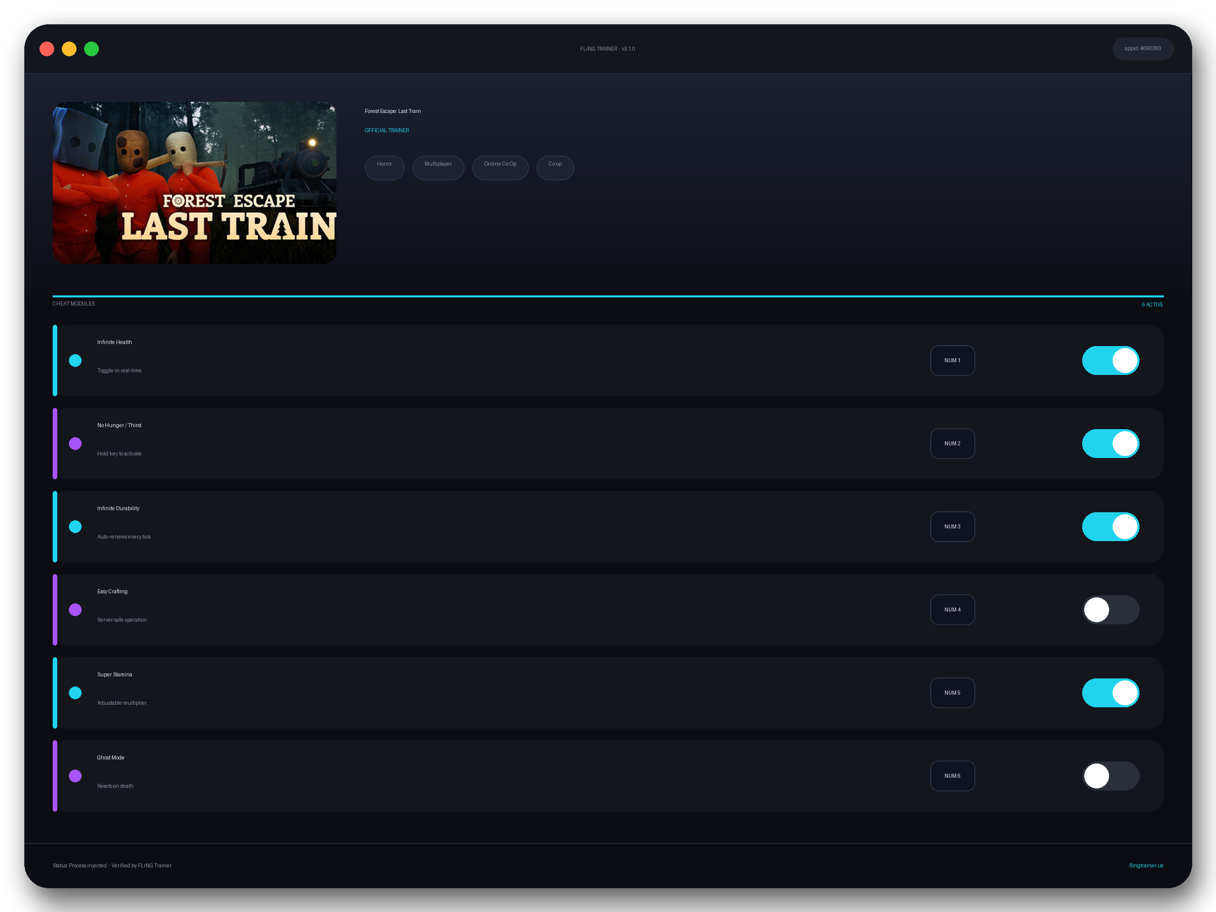 Forest Escape: Last Train Trainer interface