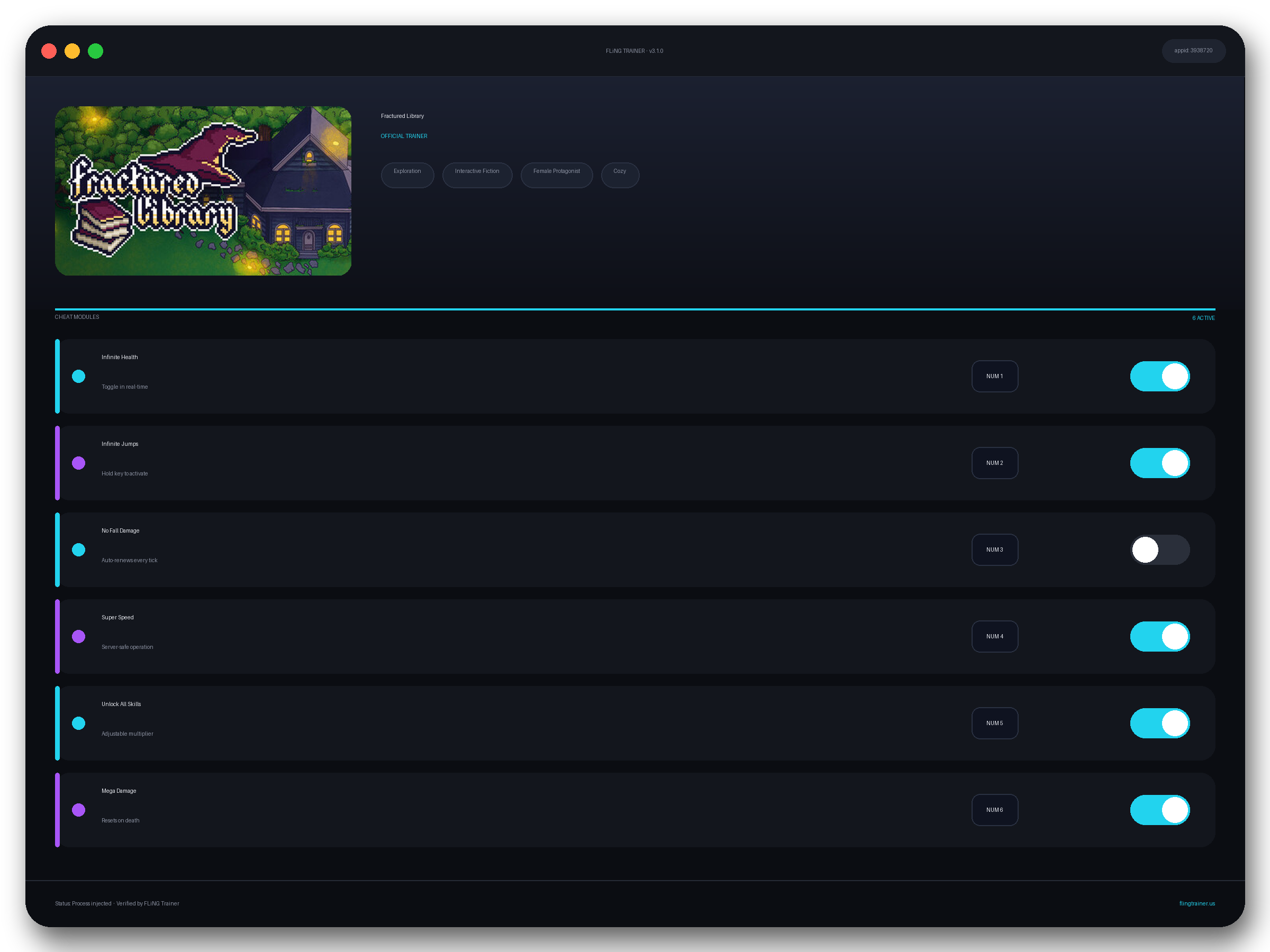 Fractured Library Trainer interface