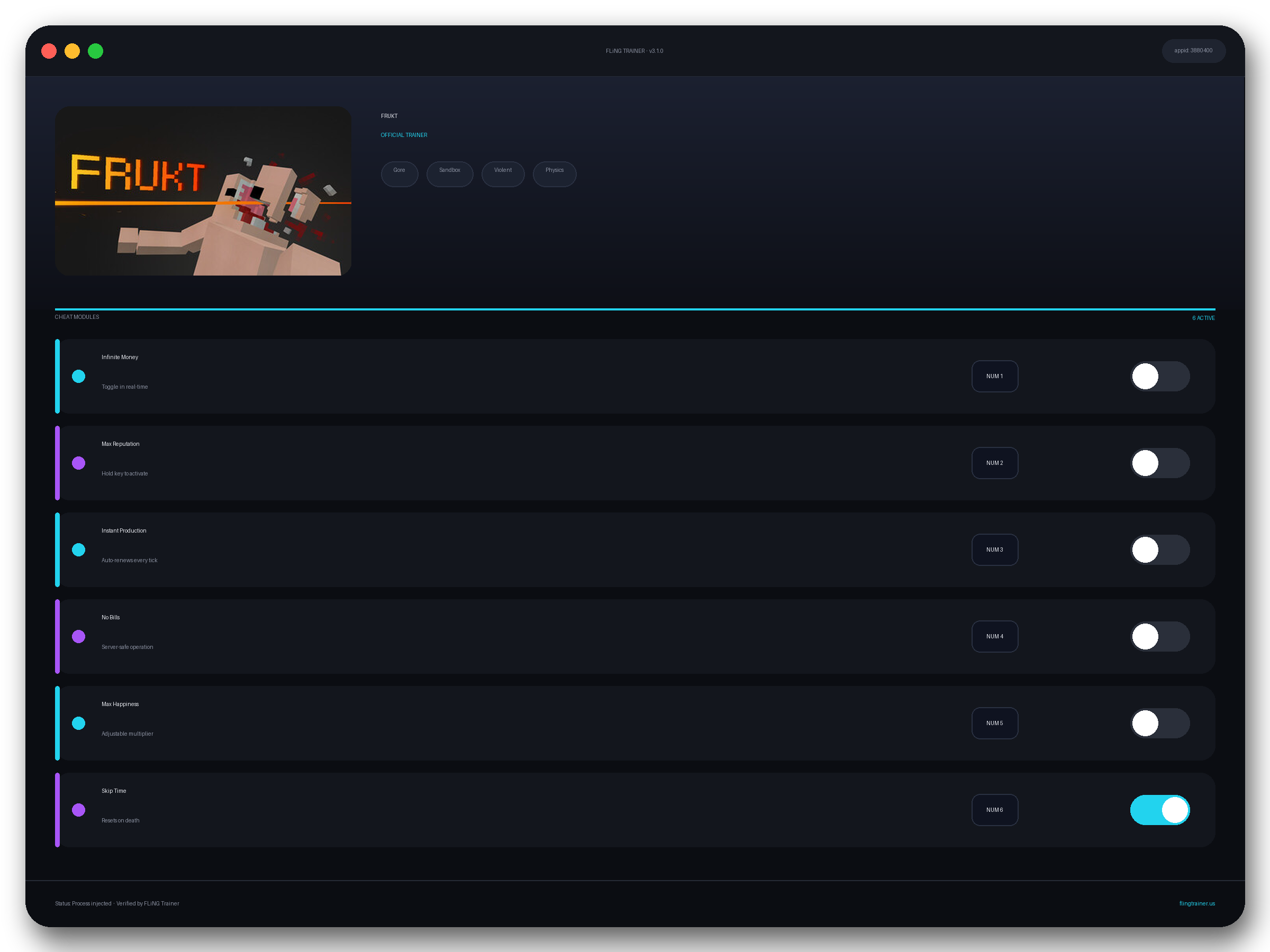 FRUKT Trainer interface