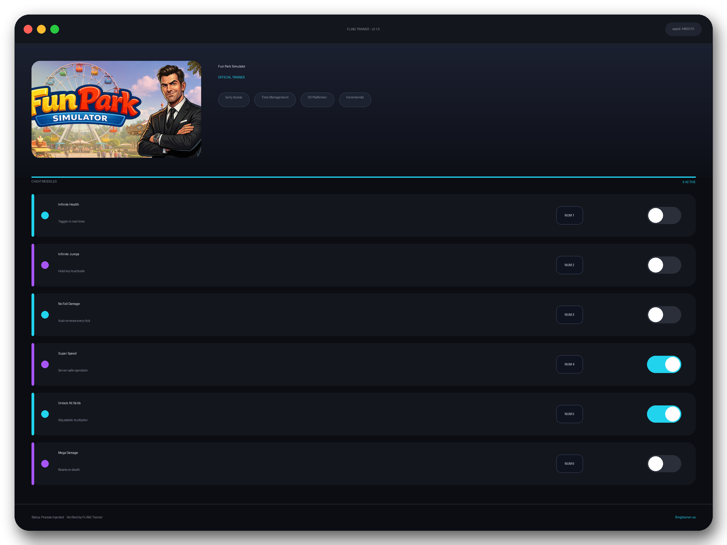 Fun Park Simulator Trainer interface