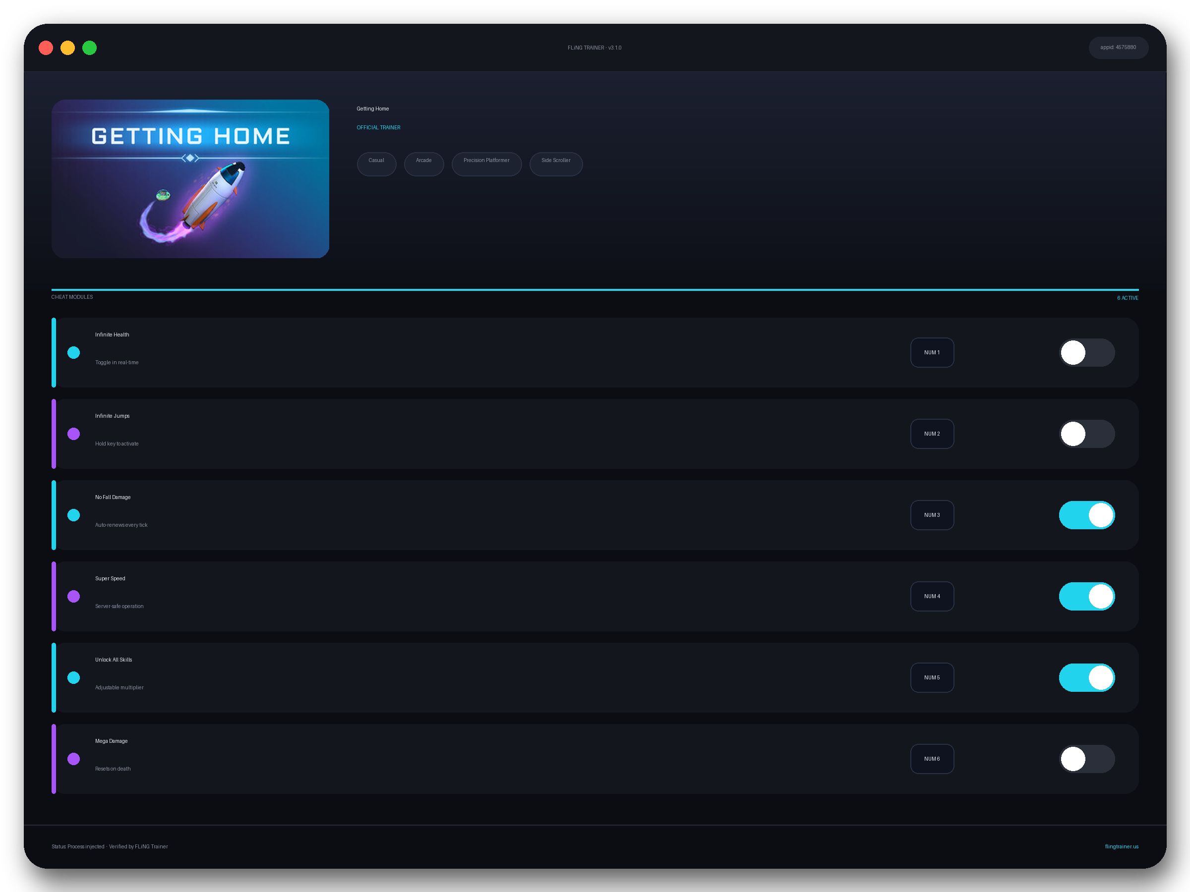 Getting Home Trainer interface