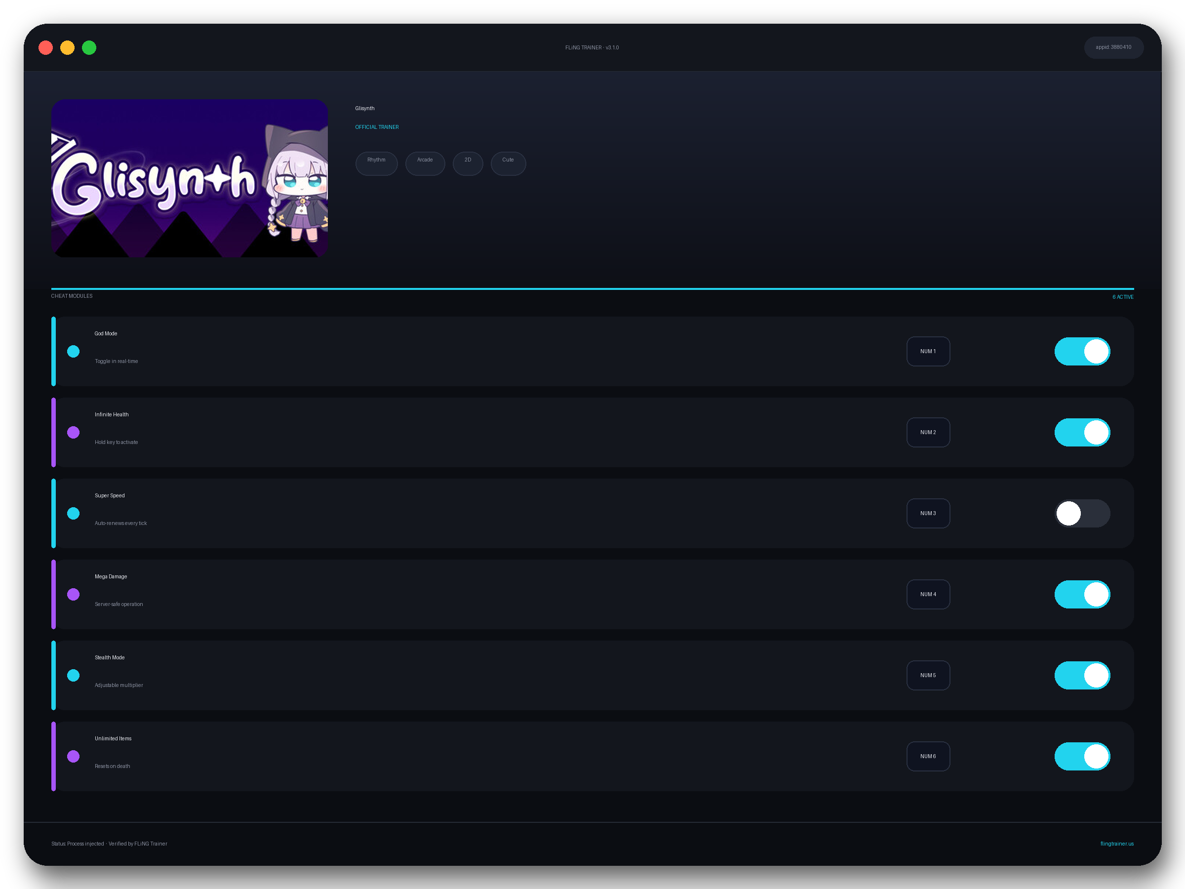 Glisynth Trainer interface