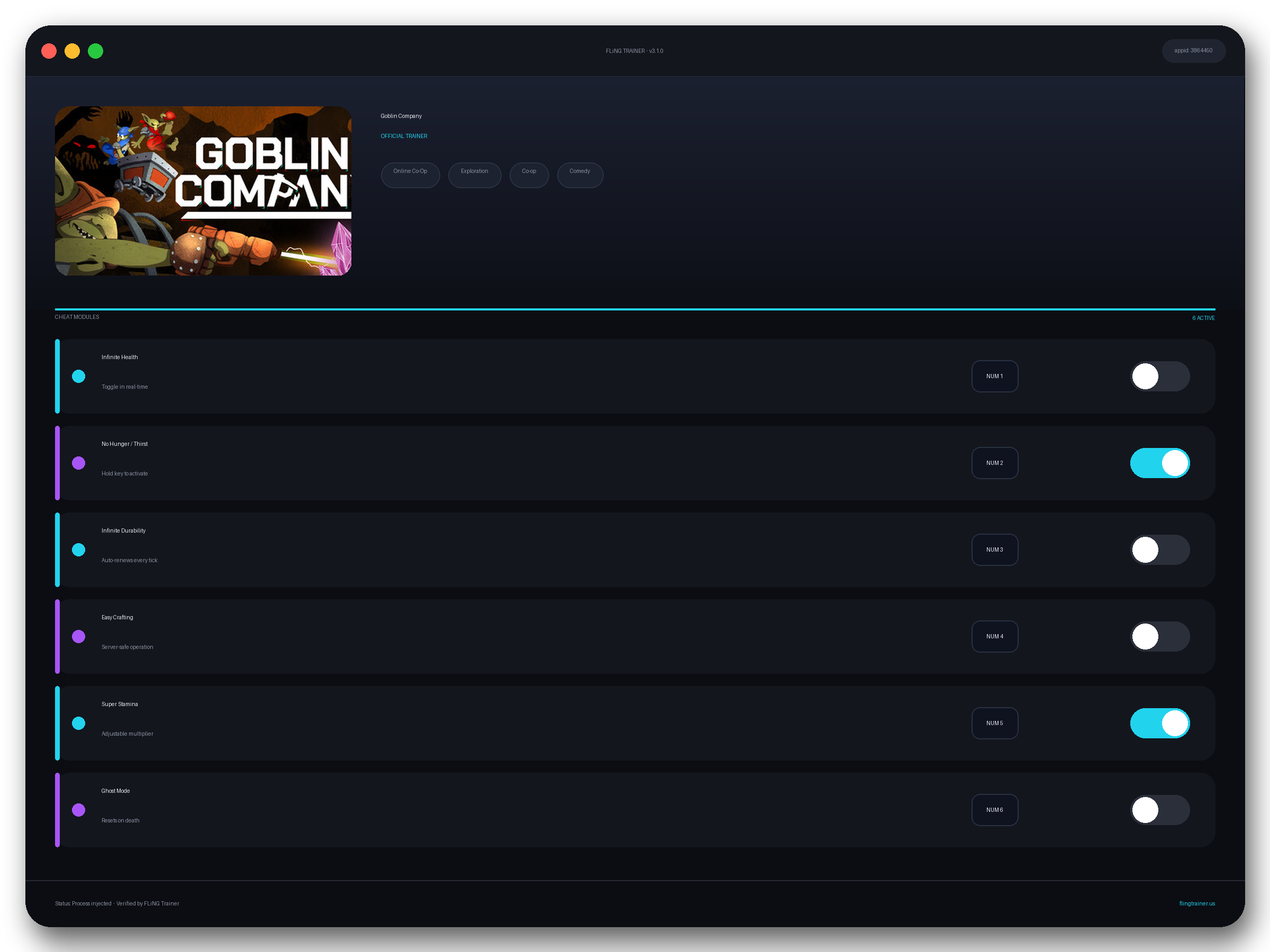 Goblin Company Trainer interface