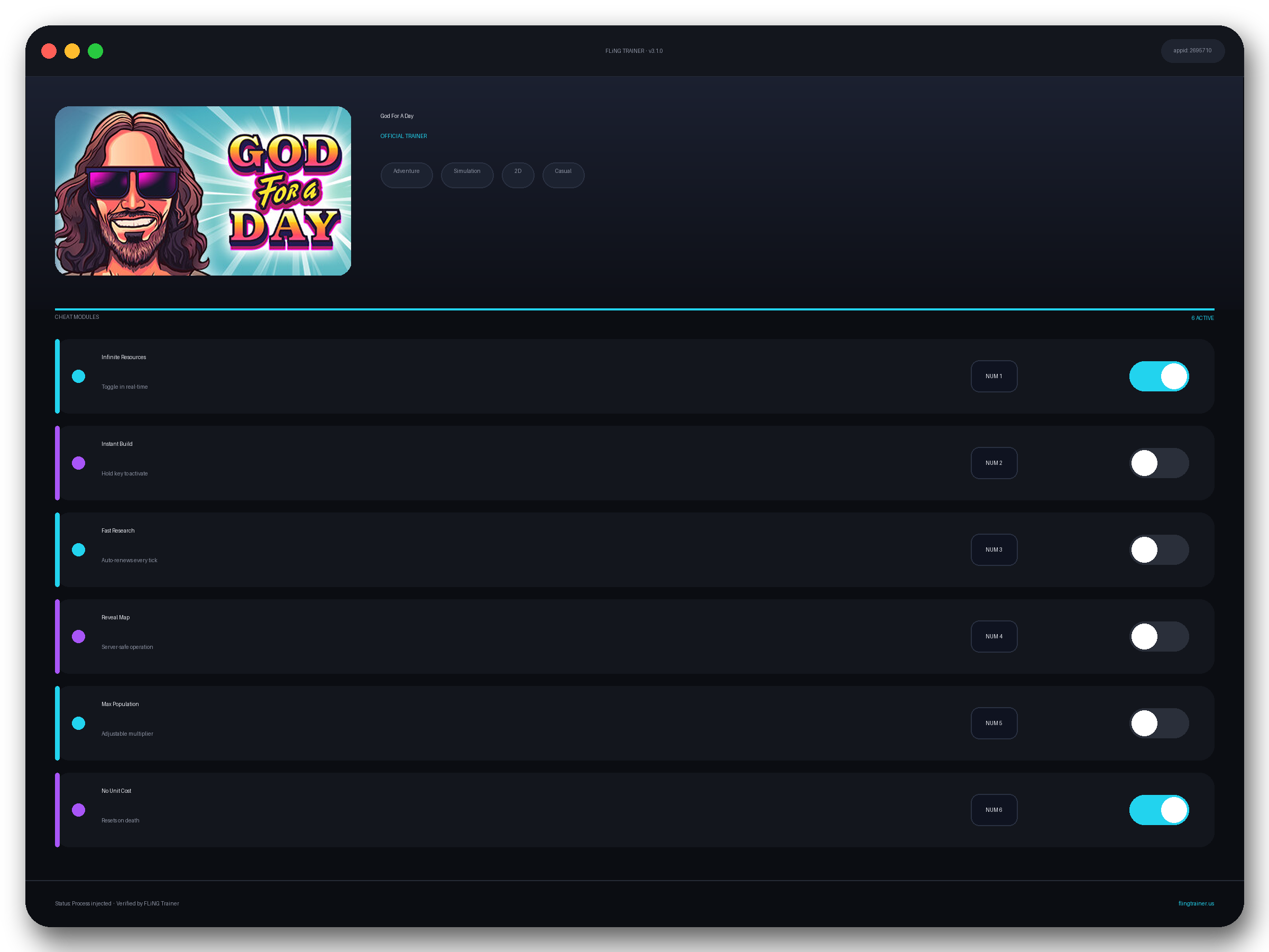 God For A Day Trainer interface