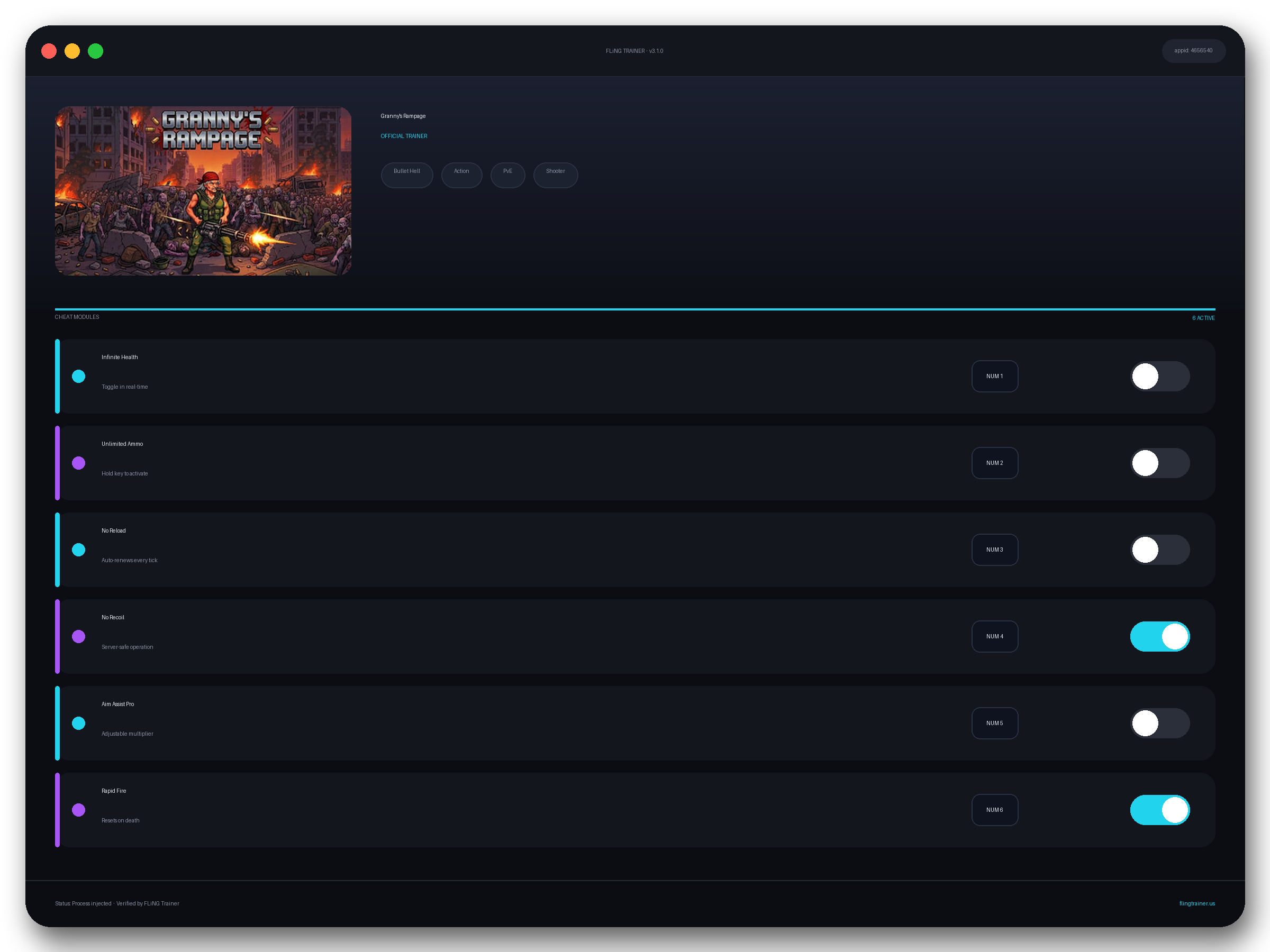 Granny's Rampage Trainer interface