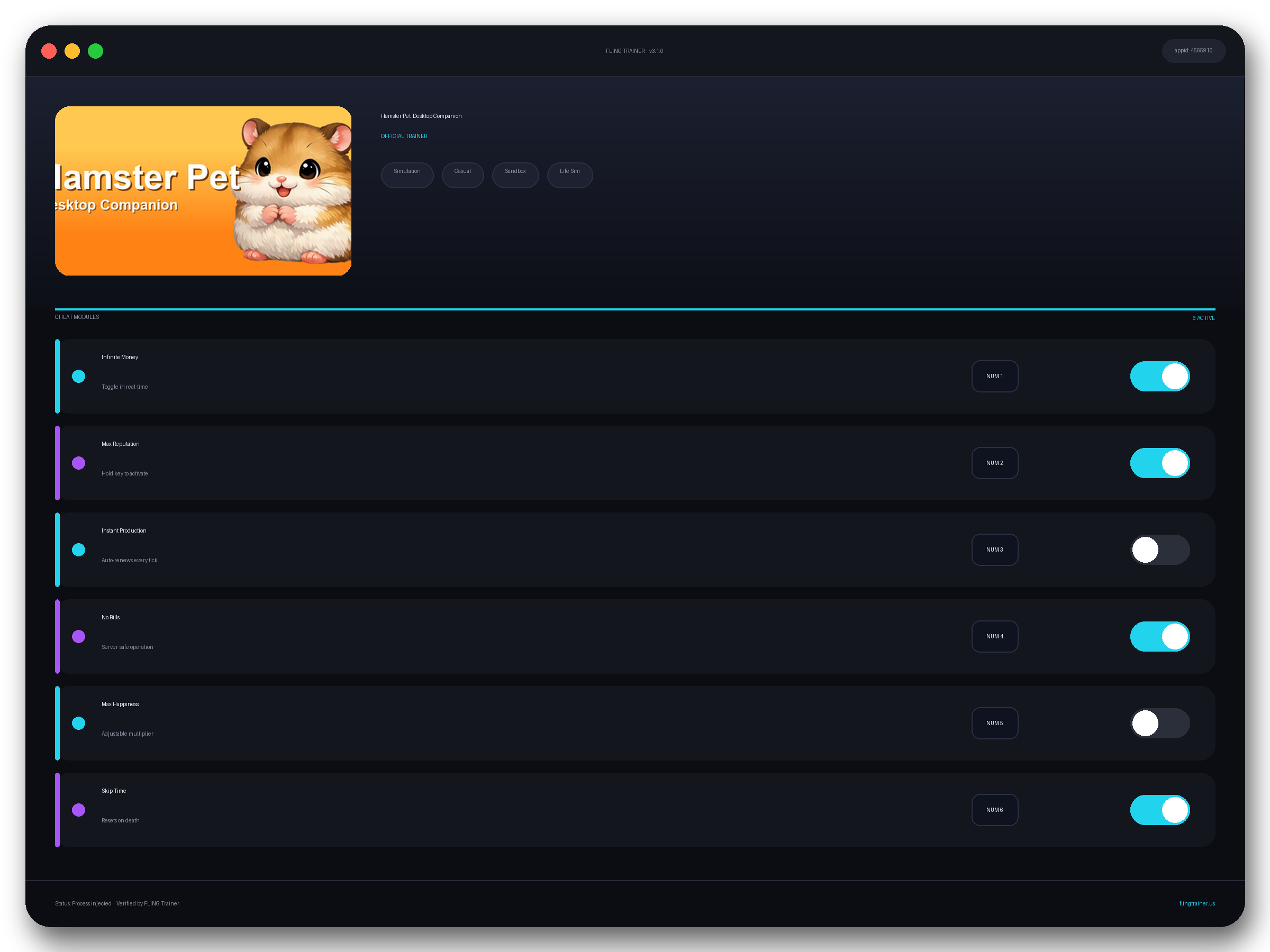 Hamster Pet: Desktop Companion Trainer interface